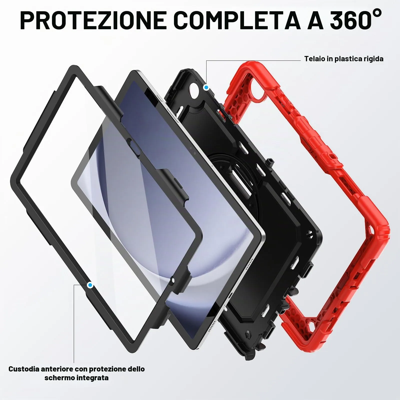 SEYMAC Cover per Samsung Galaxy Tab A9+ / A9 Plus - 11 Pollici 2023, Rosso - immagine 7