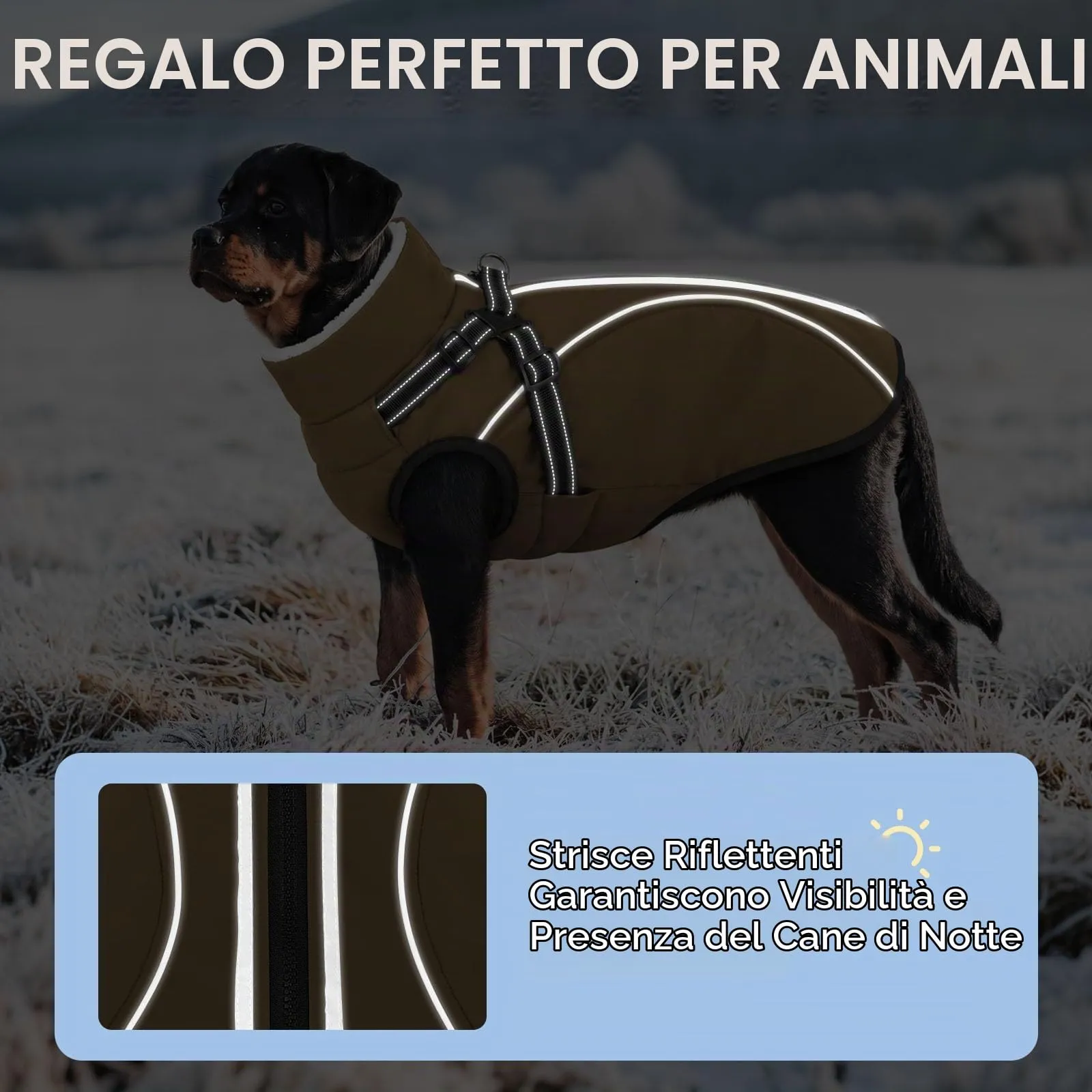 CITÉTOILE Cappotto Invernale per Cani Impermeabile Giacca Calda Marrone M - immagine 3