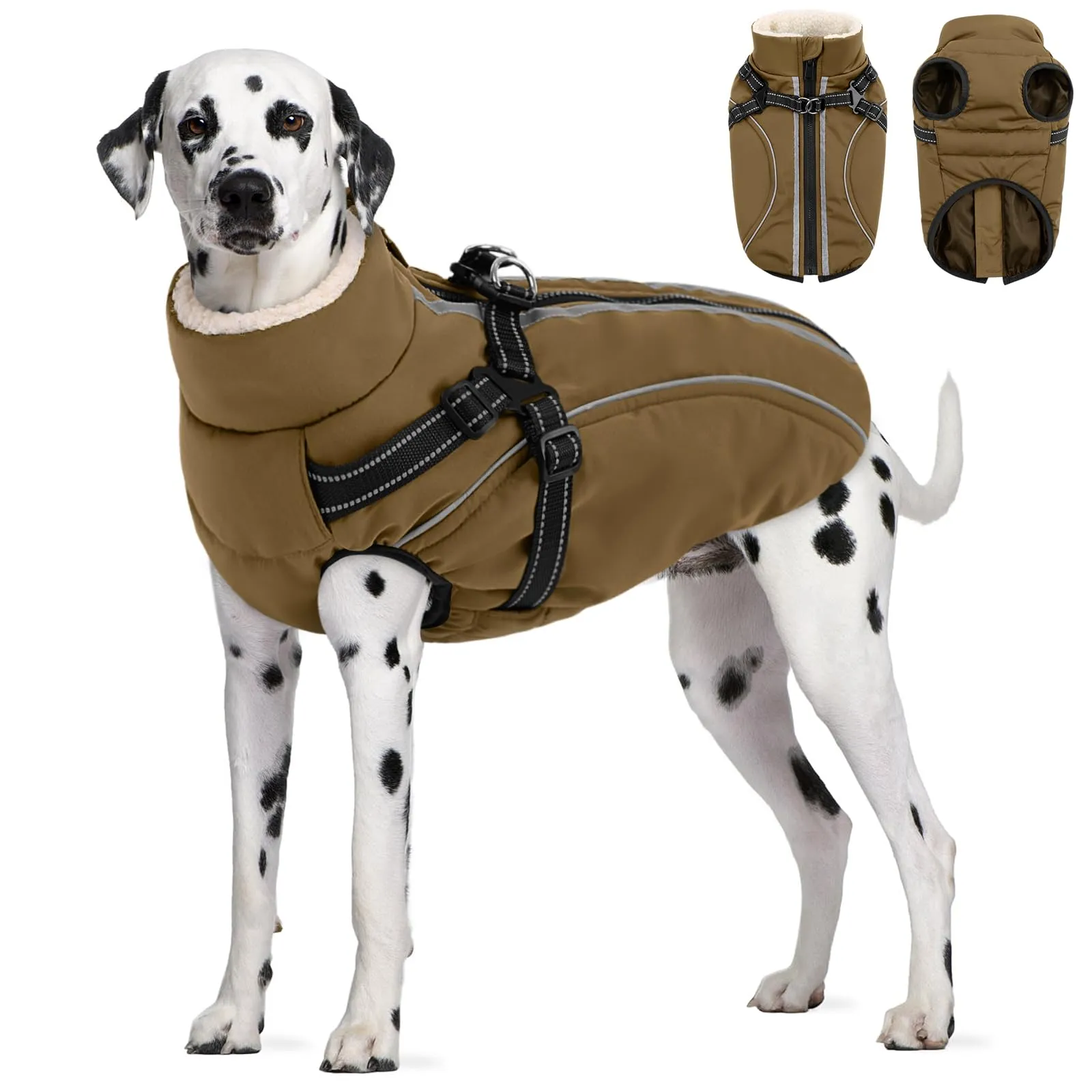 CITÉTOILE Cappotto Invernale per Cani Impermeabile Giacca Calda Marrone XXL - immagine 1