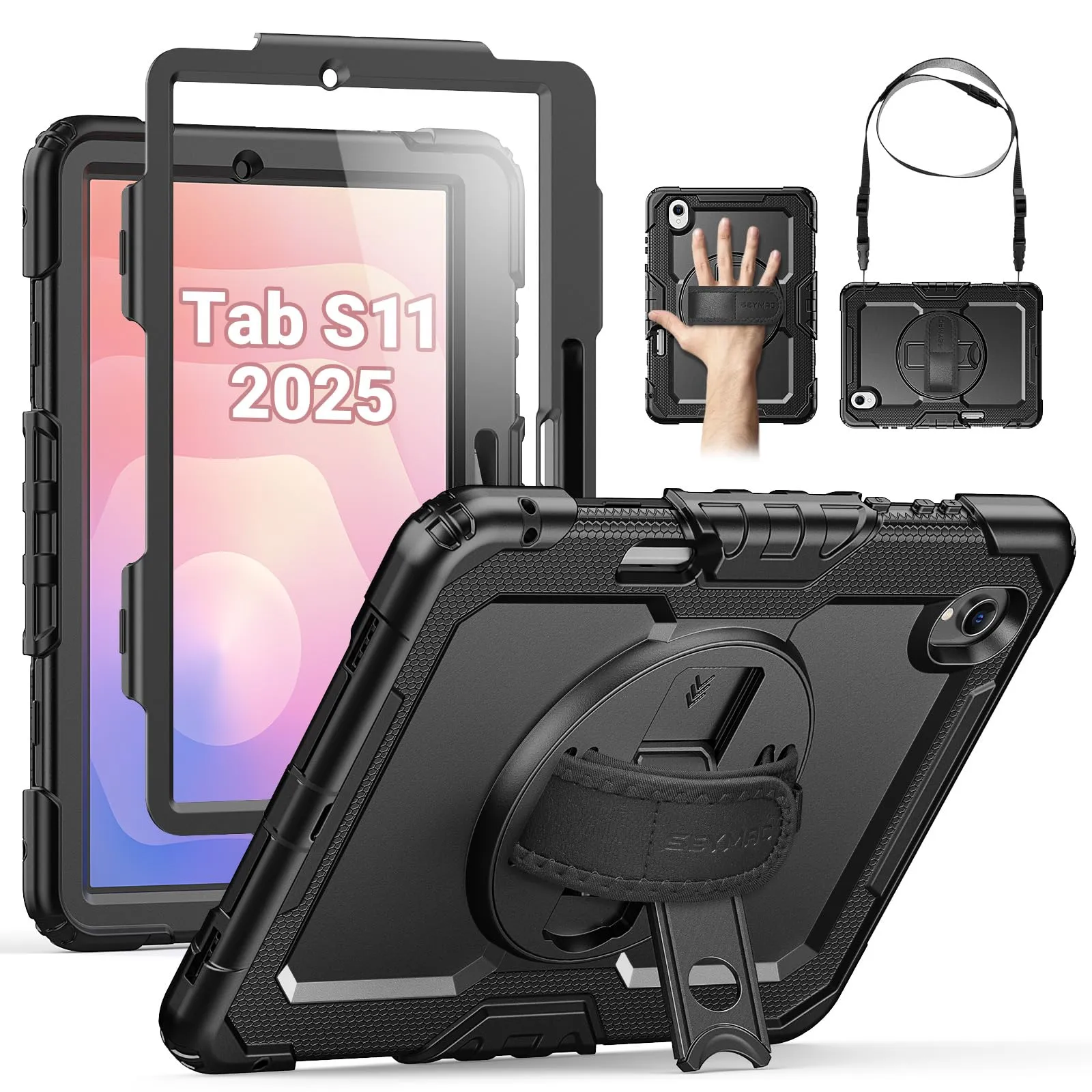 SEYMAC Cover per Samsung Galaxy Tab S11-11 Pollici 2025, Nero - immagine 1