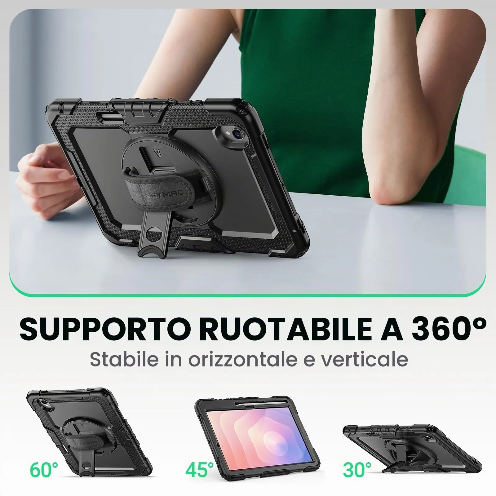 SEYMAC Cover per Samsung Galaxy Tab S11-11 Pollici 2025, Nero - immagine 4