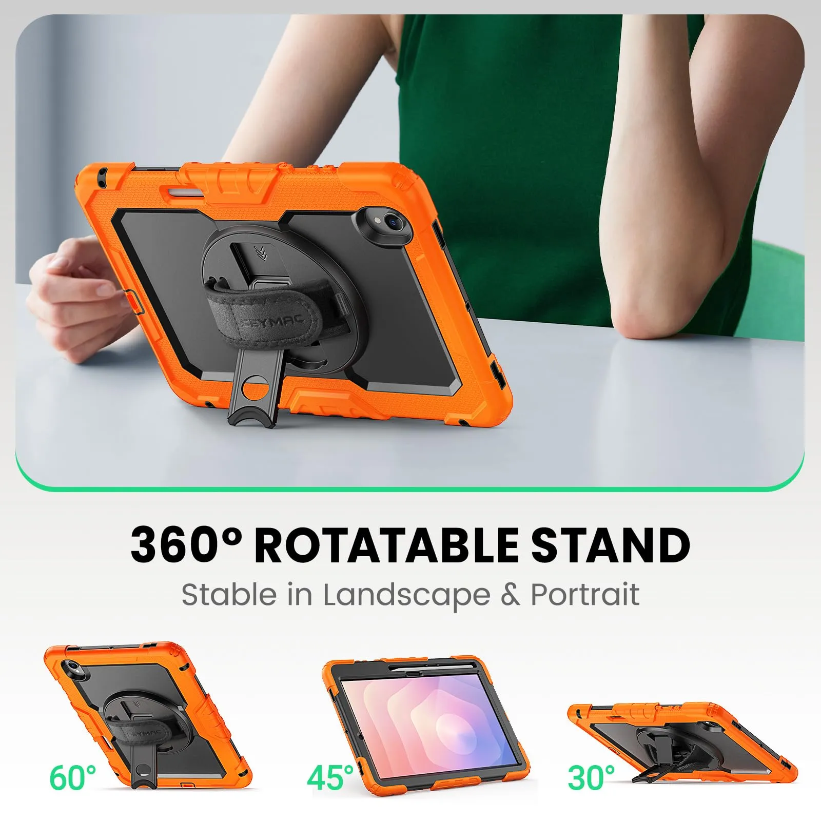 SEYMAC Cover per Samsung Galaxy Tab S11-11 Pollici 2025, Arancione - immagine 4