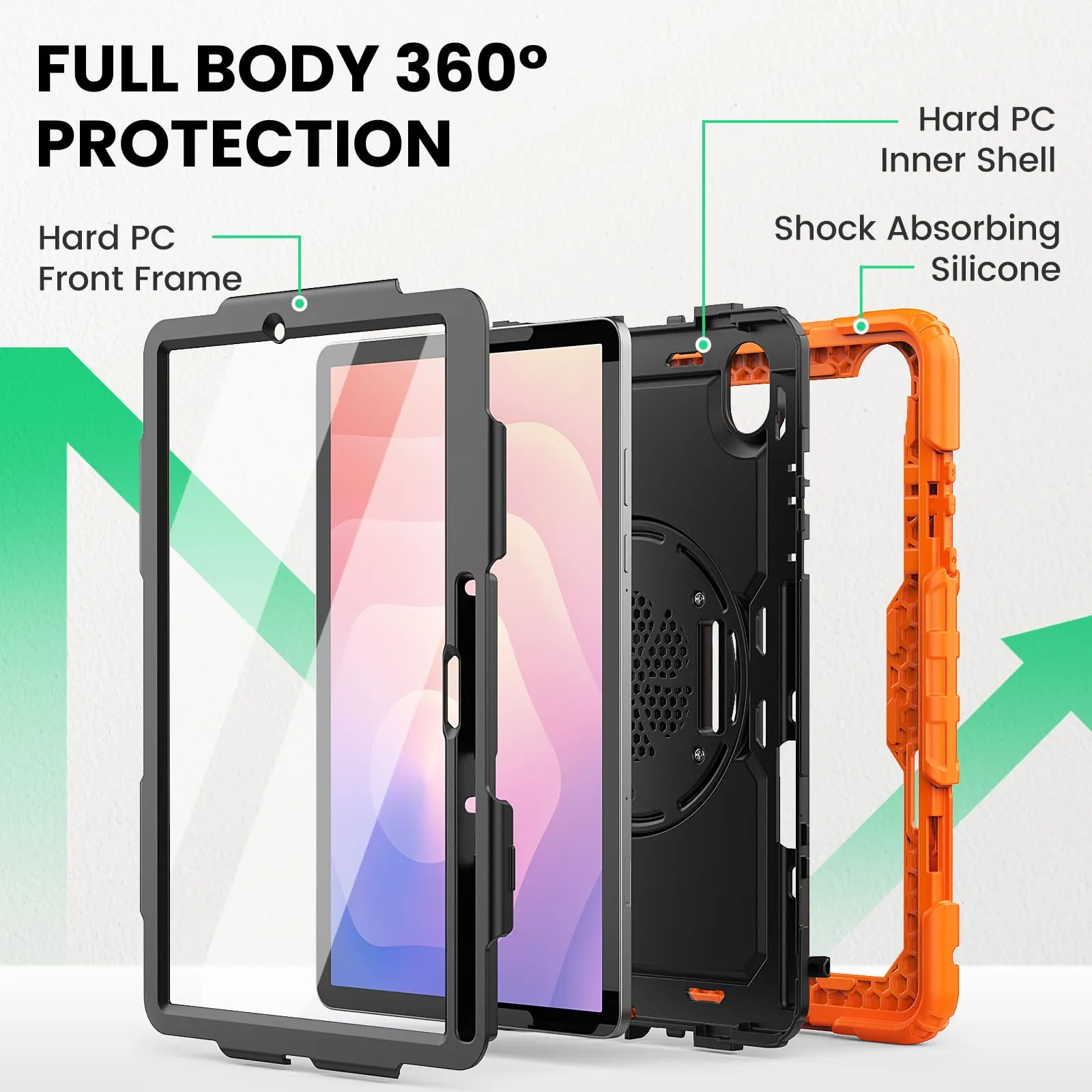 SEYMAC Cover per Samsung Galaxy Tab S11-11 Pollici 2025, Arancione - immagine 5