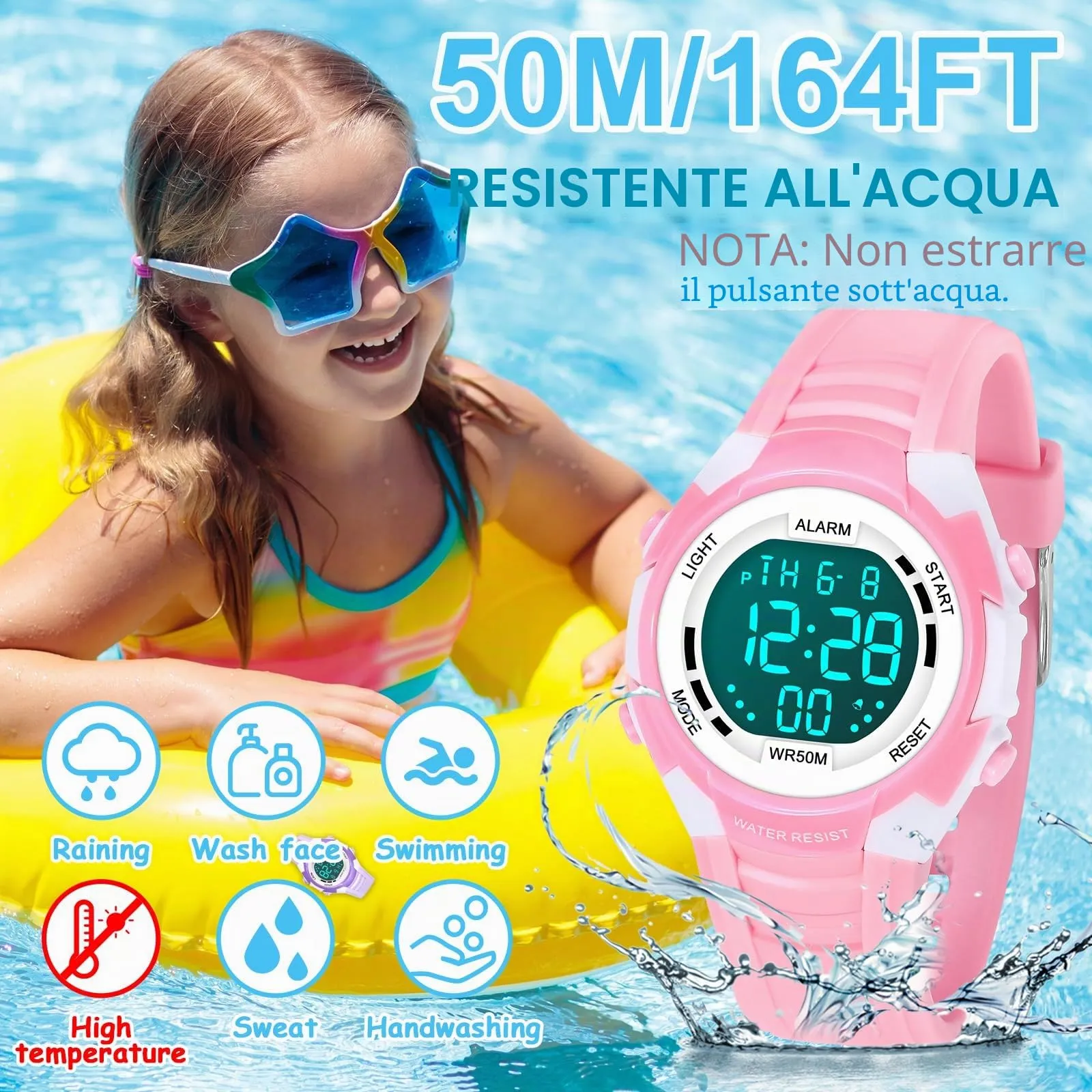 DTKID Orologio Bambini Analogico, Ghiera Girevole, Silicone (Rosa) - immagine 3