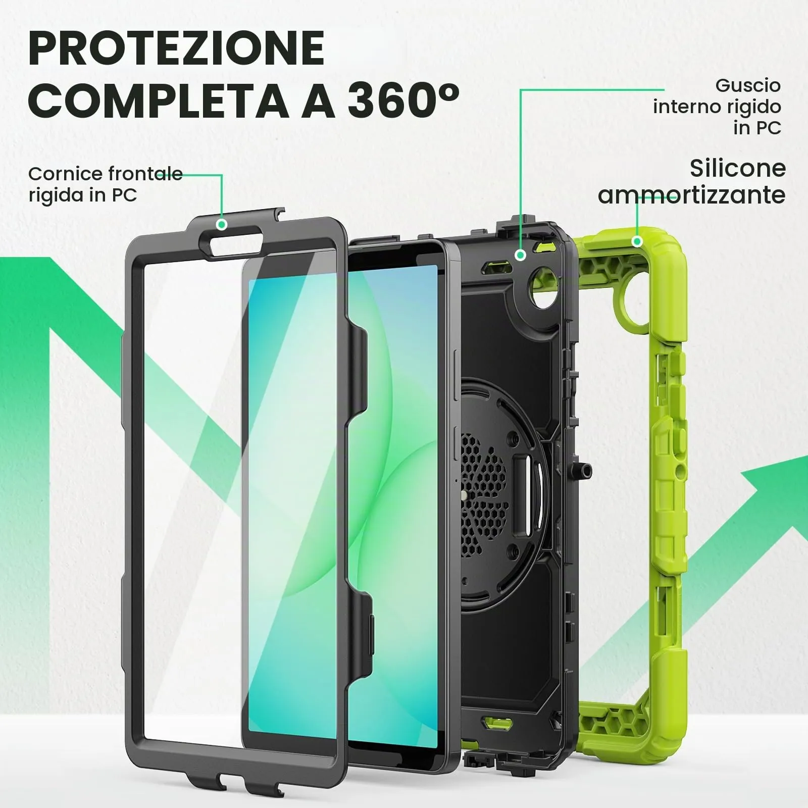 SEYMAC Cover per Samsung Galaxy Tab A11/A9-8,7 Pollici 2025/2023, Verde - immagine 3