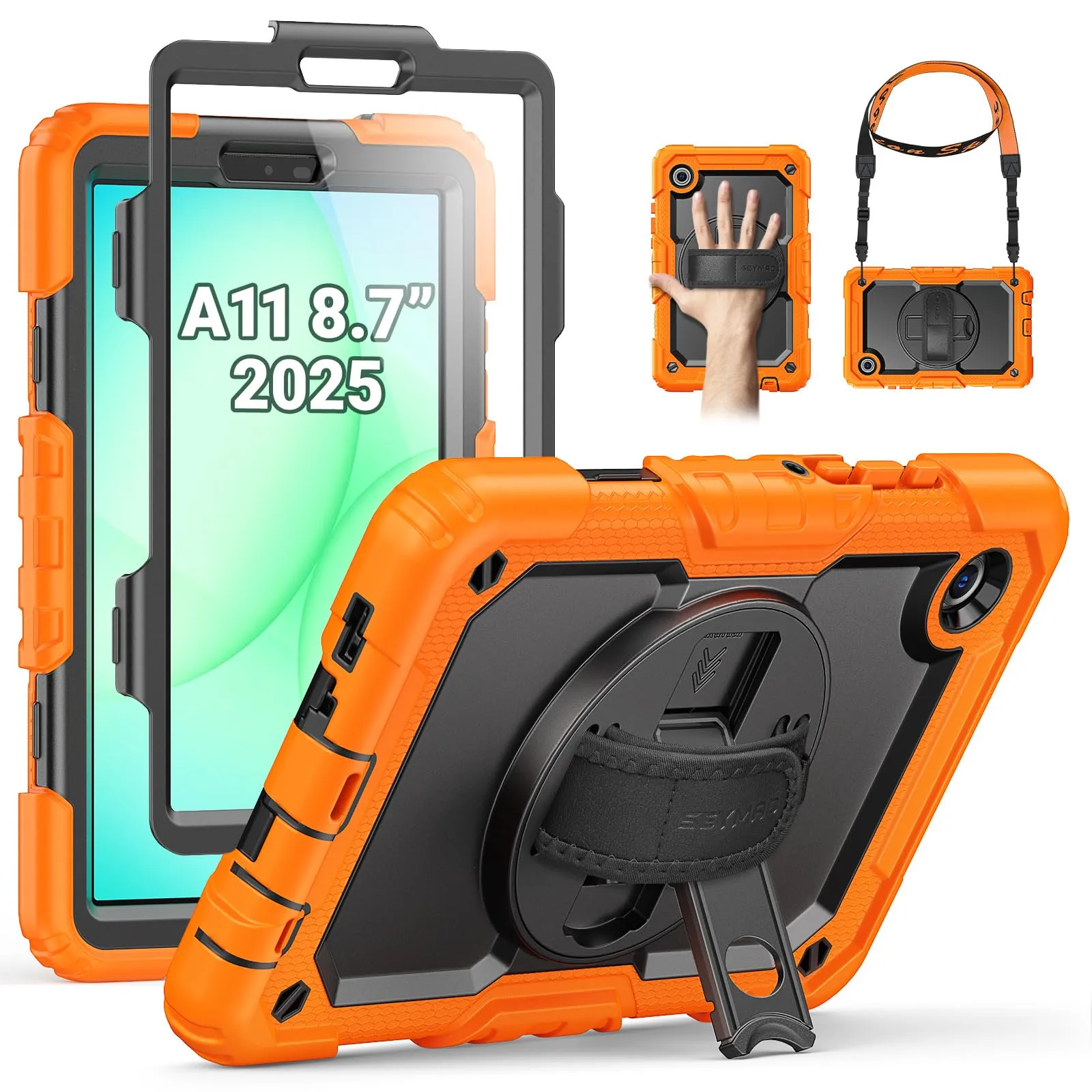 SEYMAC Cover per Samsung Galaxy Tab A11/A9 8,7 Pollici 2025/2023, Arancione - immagine 1