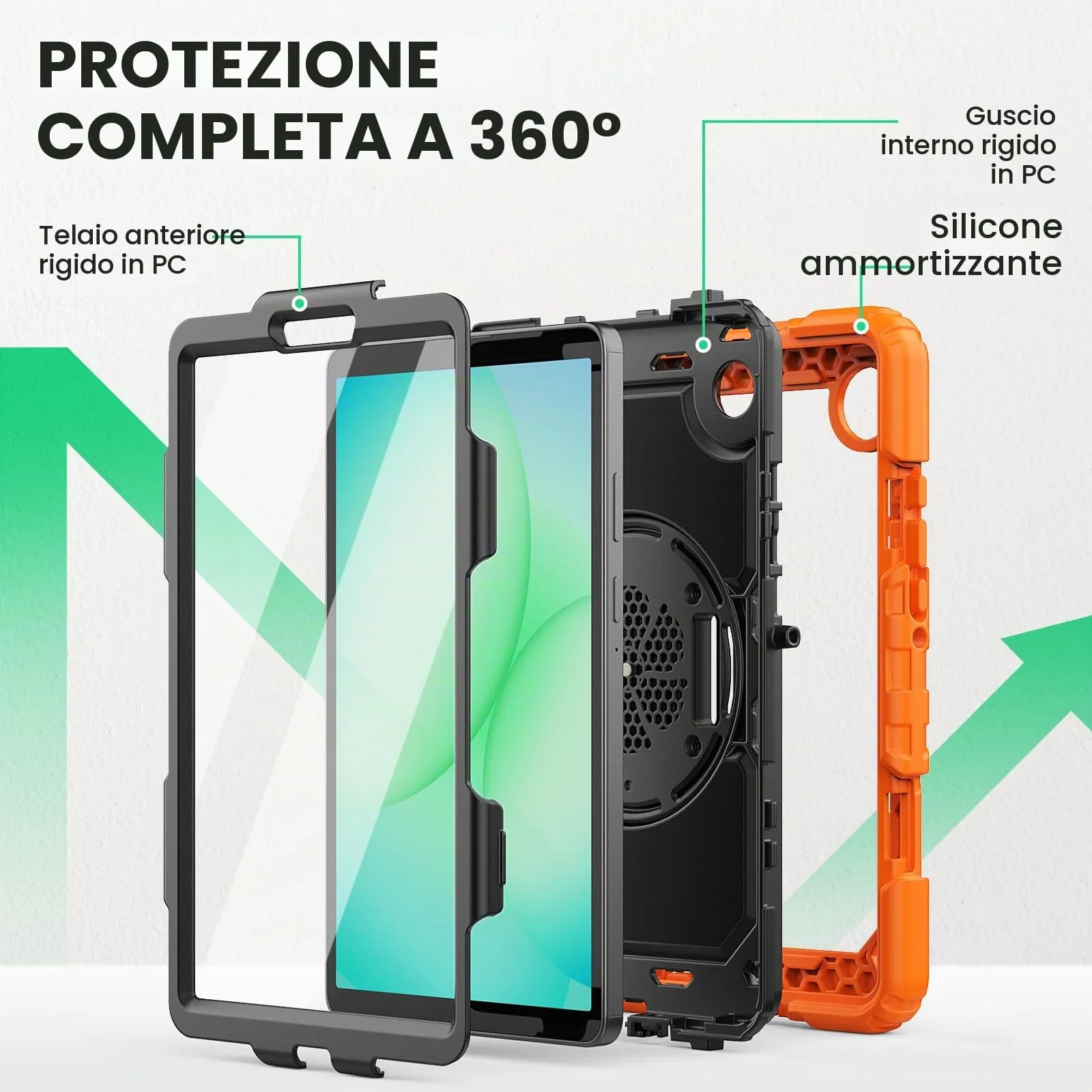 SEYMAC Cover per Samsung Galaxy Tab A11/A9 8,7 Pollici 2025/2023, Arancione - immagine 3
