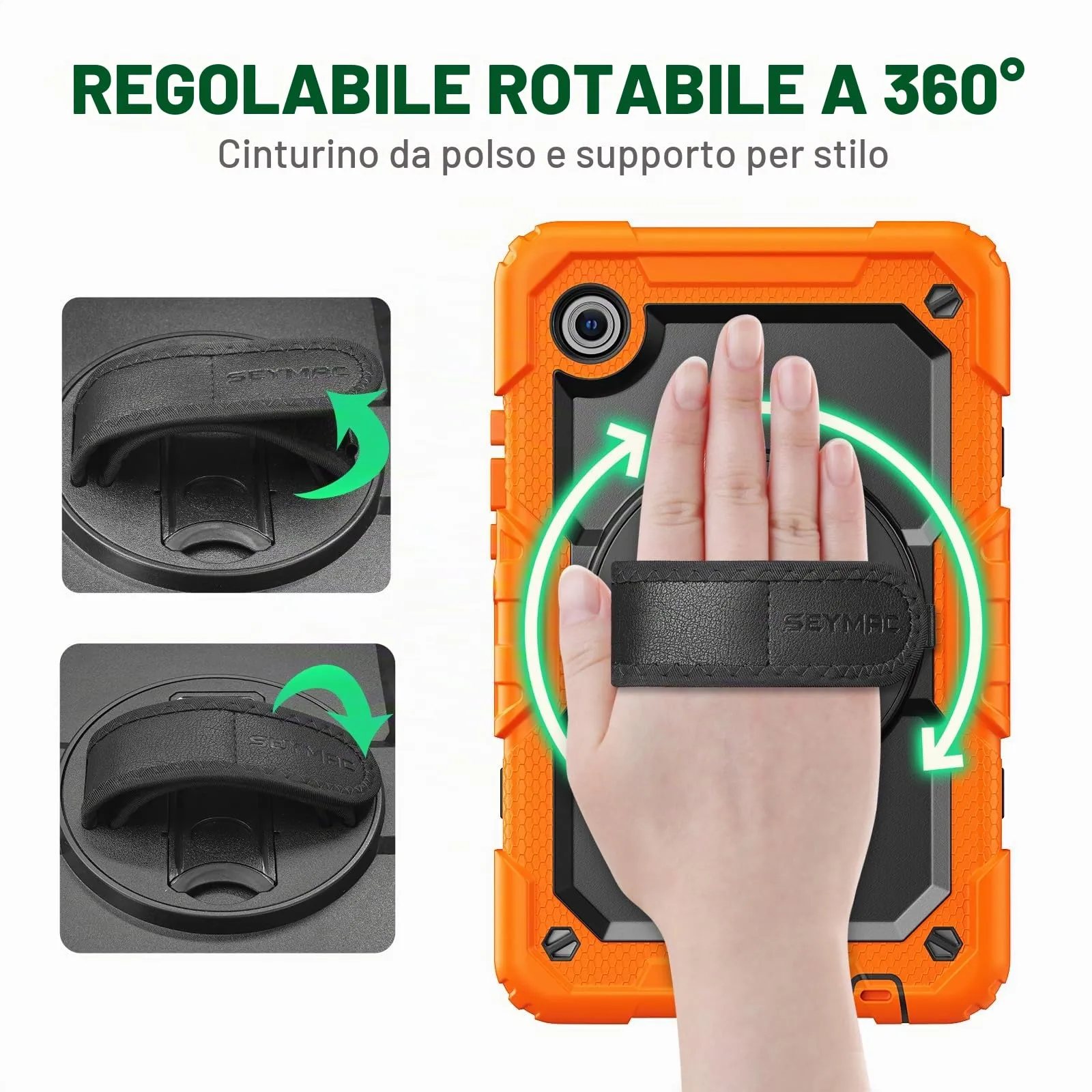 SEYMAC Cover per Samsung Galaxy Tab A11/A9 8,7 Pollici 2025/2023, Arancione - immagine 4