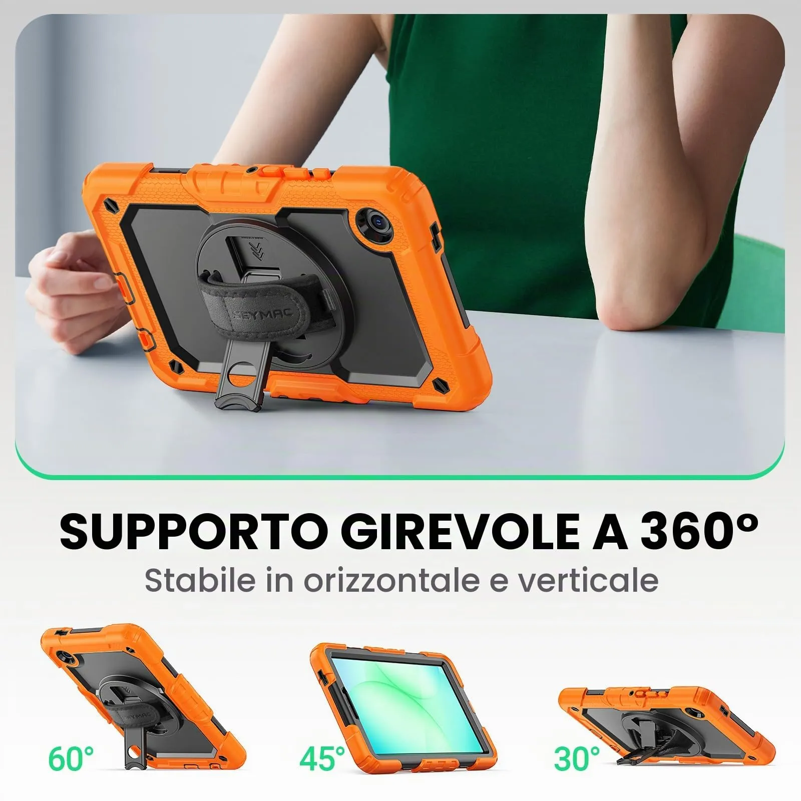 SEYMAC Cover per Samsung Galaxy Tab A11/A9 8,7 Pollici 2025/2023, Arancione - immagine 5