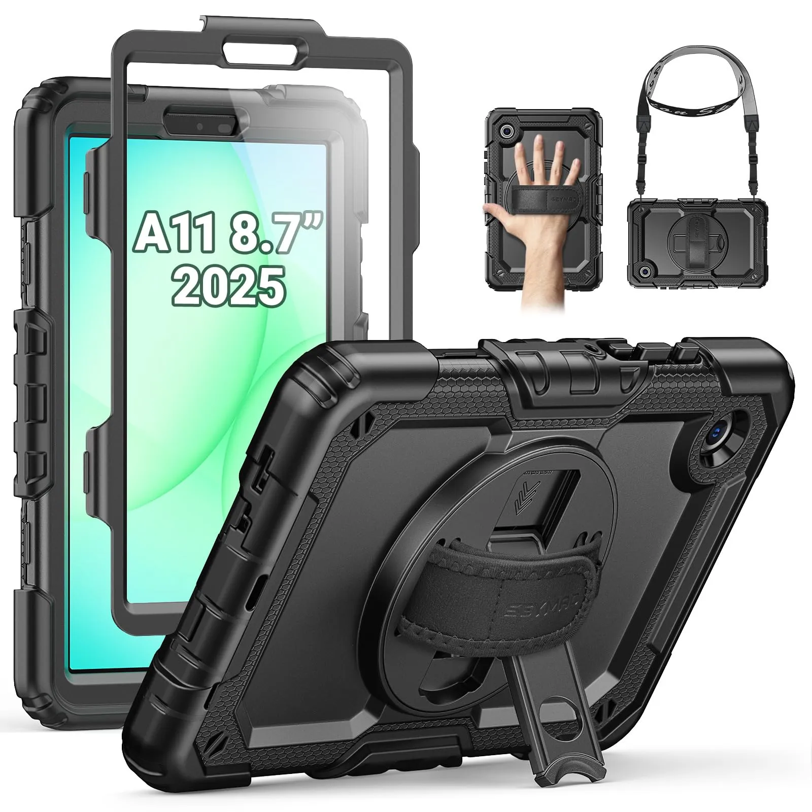 SEYMAC Cover per Samsung Galaxy Tab A11/A9-8,7 Pollici 2025/2023, Nero - immagine 1