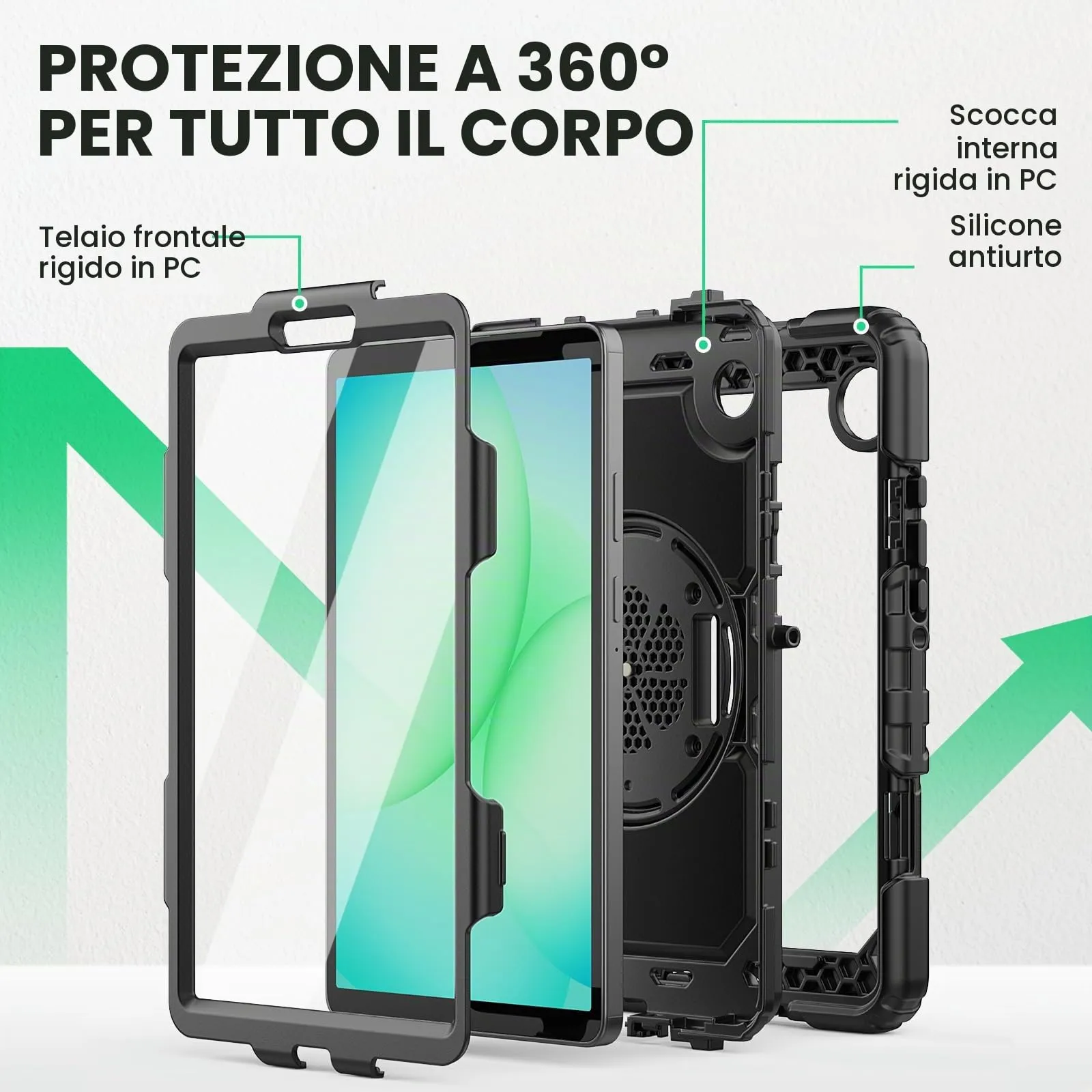 SEYMAC Cover per Samsung Galaxy Tab A11/A9-8,7 Pollici 2025/2023, Nero - immagine 3