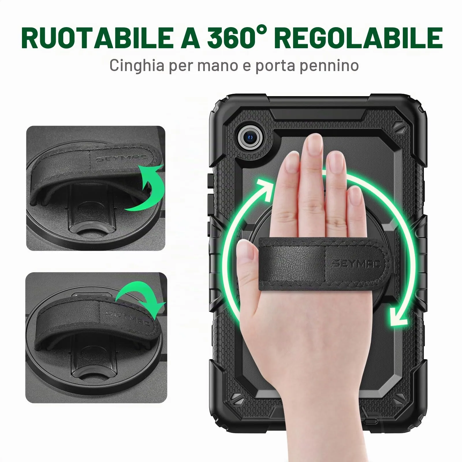 SEYMAC Cover per Samsung Galaxy Tab A11/A9-8,7 Pollici 2025/2023, Nero - immagine 4