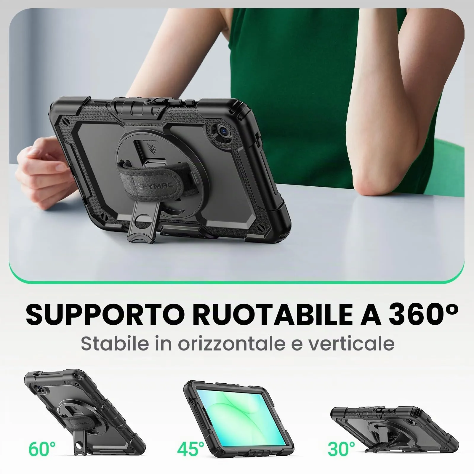 SEYMAC Cover per Samsung Galaxy Tab A11/A9-8,7 Pollici 2025/2023, Nero - immagine 5