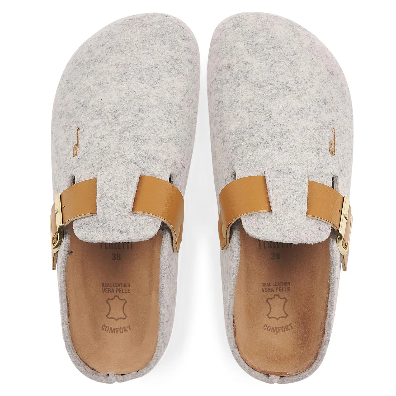 PERLETTI Sabot Donna Comode Leggere in Feltro - Ciabatte Casa Autunno Inverno Suola Antiscivolo Chiuse con Fibbia Regolabile - Pantofole Calde da Donna Sandali Comfort Ragazza (Feltro Grigio, EU 38) - immagine 6