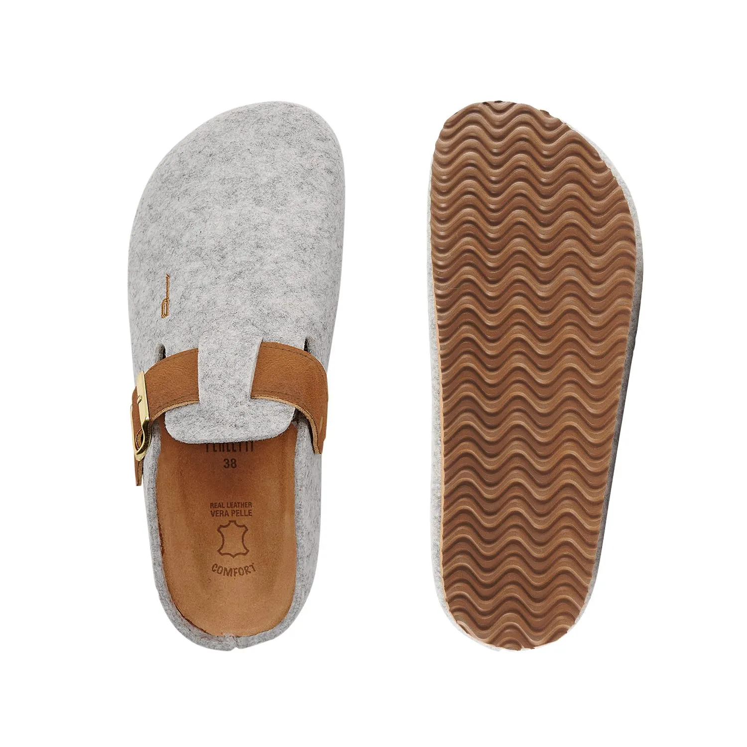 PERLETTI Sabot Donna Comode Leggere in Feltro - Ciabatte Casa Autunno Inverno Suola Antiscivolo Chiuse con Fibbia Regolabile - Pantofole Calde da Donna Sandali Comfort Ragazza (Feltro Grigio, EU 40) - immagine 7