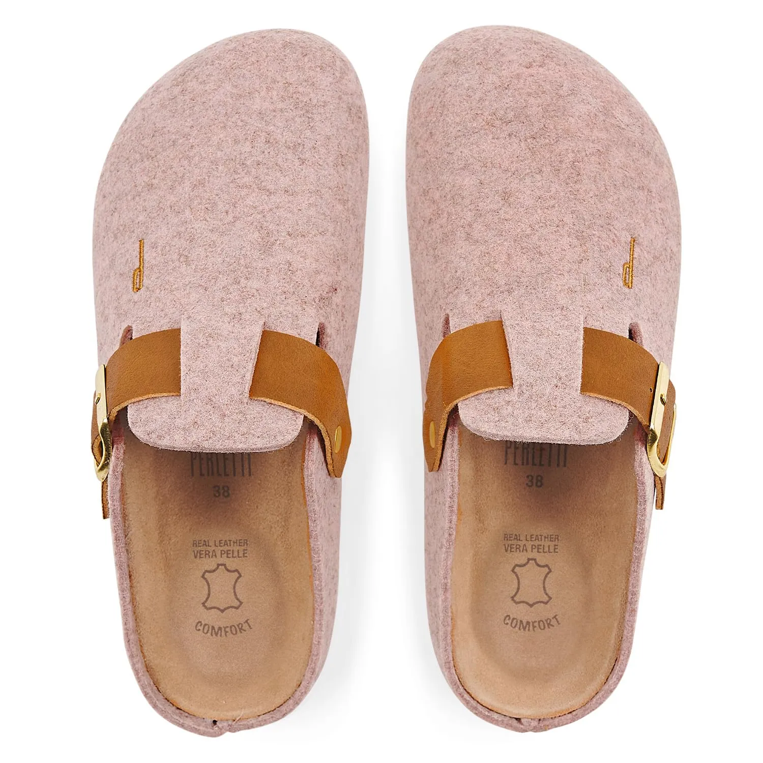PERLETTI Sabot Donna Comode Leggere in Feltro - Ciabatte Casa Autunno Inverno Suola Antiscivolo Chiuse con Fibbia Regolabile - Pantofole Calde da Donna Sandali Comfort Ragazza (Feltro Rosa, EU 36) - immagine 6