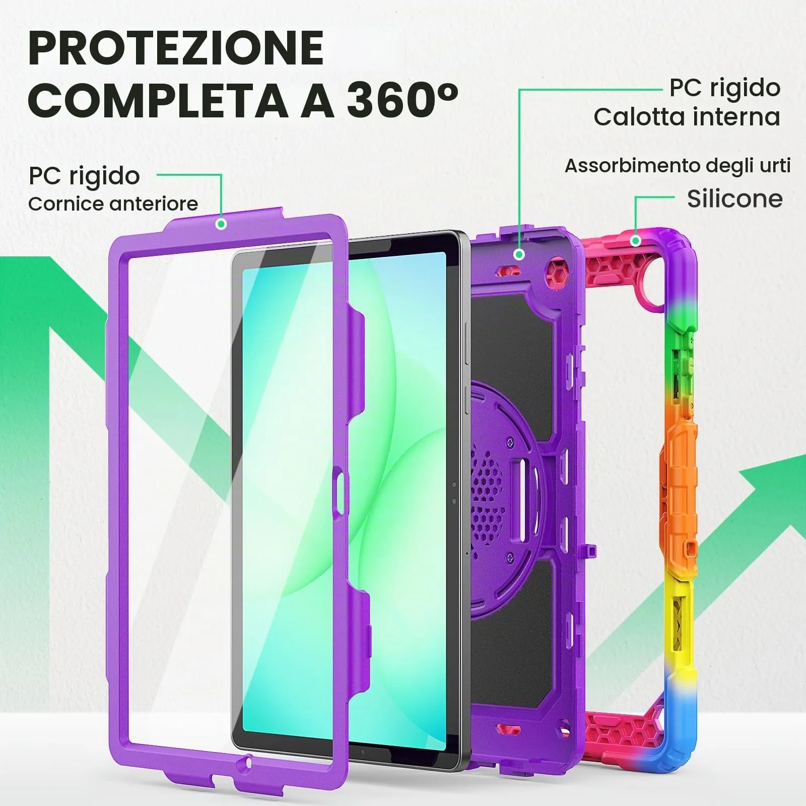 SEYMAC Cover per Samsung Galaxy Tab A11 Plus - 11 Pollici, Viola Mimetico - immagine 6