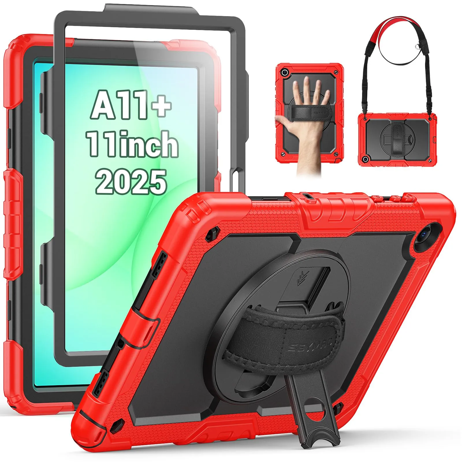 SEYMAC Cover per Samsung Galaxy Tab A11+/A11 Plus - 11 Pollici 2025, Rosso - immagine 1