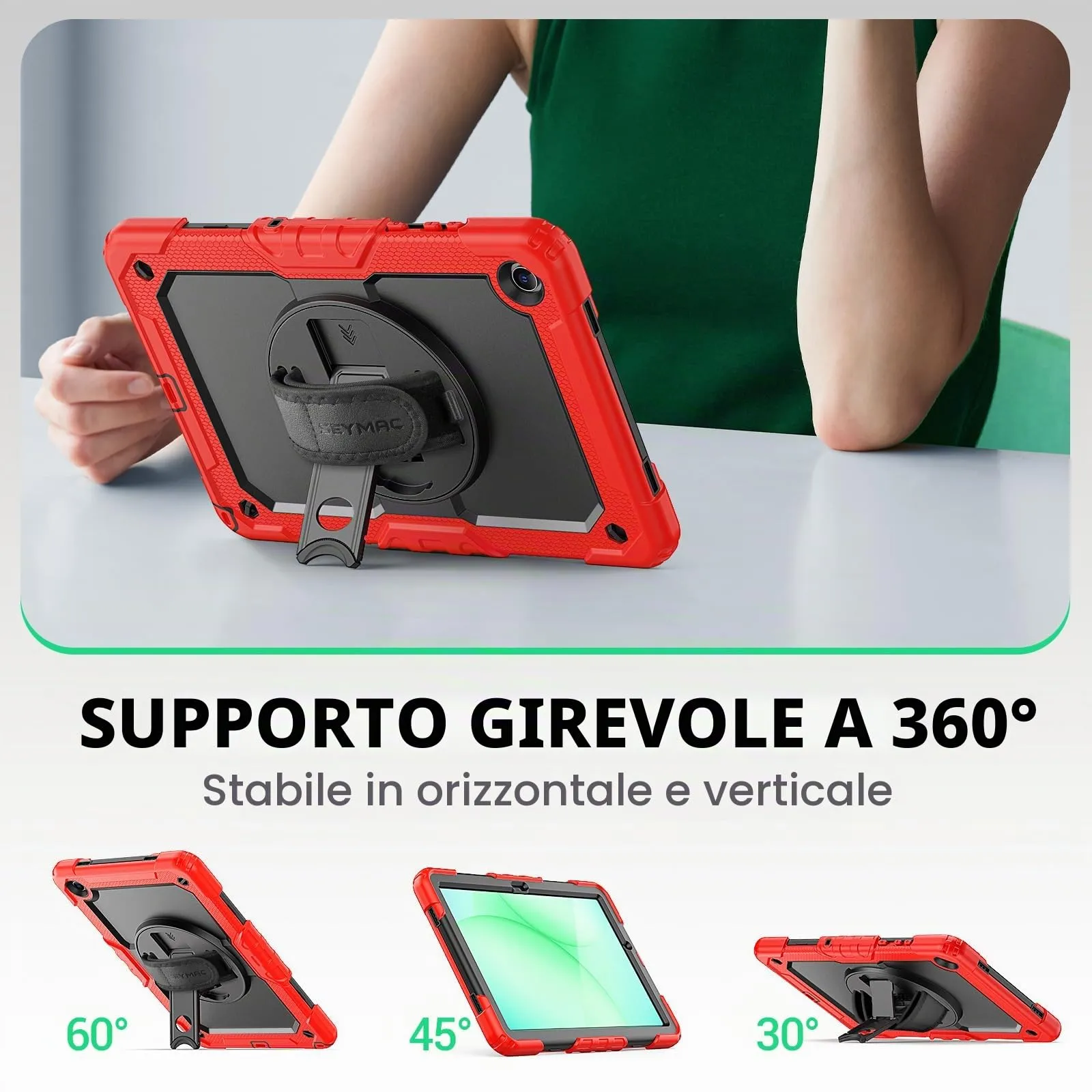 SEYMAC Cover per Samsung Galaxy Tab A11+/A11 Plus - 11 Pollici 2025, Rosso - immagine 4