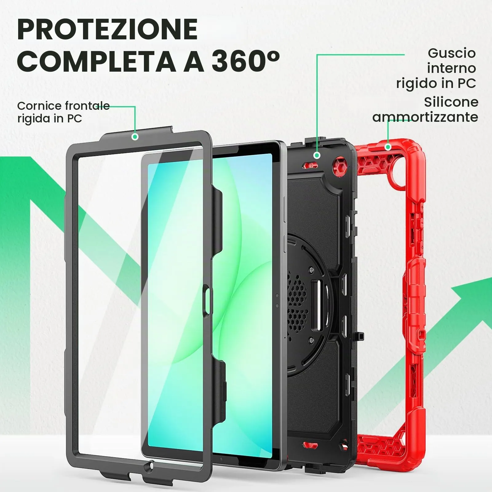 SEYMAC Cover per Samsung Galaxy Tab A11+/A11 Plus - 11 Pollici 2025, Rosso - immagine 5