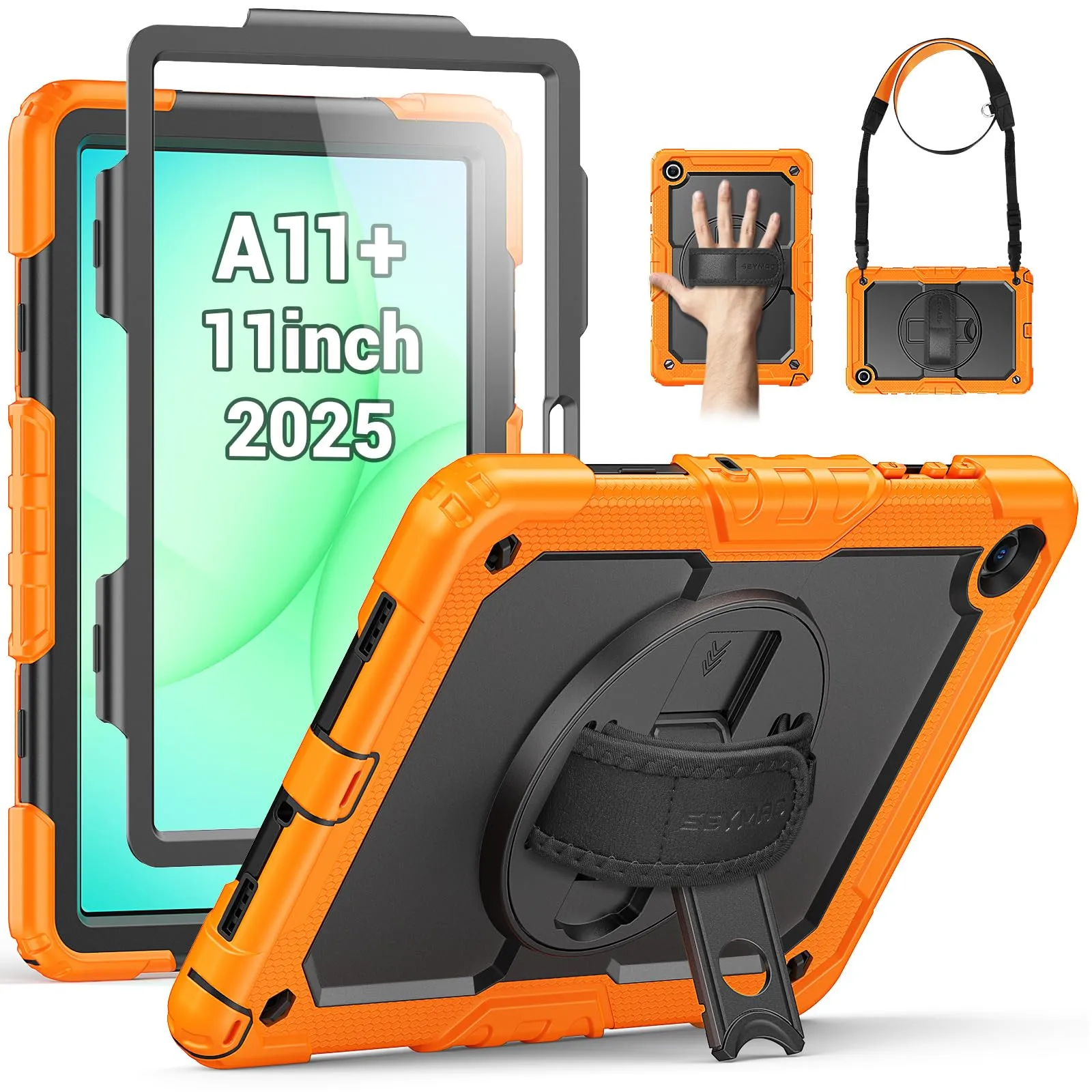 SEYMAC Cover per Samsung Galaxy Tab A11+ Plus - 11 Pollici 2025, Arancione - immagine 1