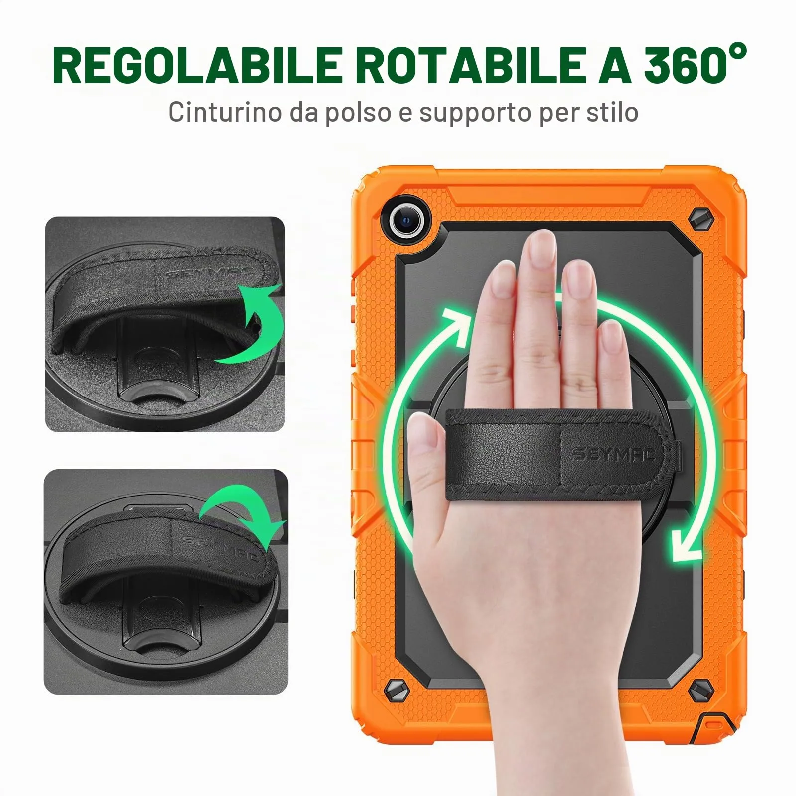 SEYMAC Cover per Samsung Galaxy Tab A11+ Plus - 11 Pollici 2025, Arancione - immagine 3