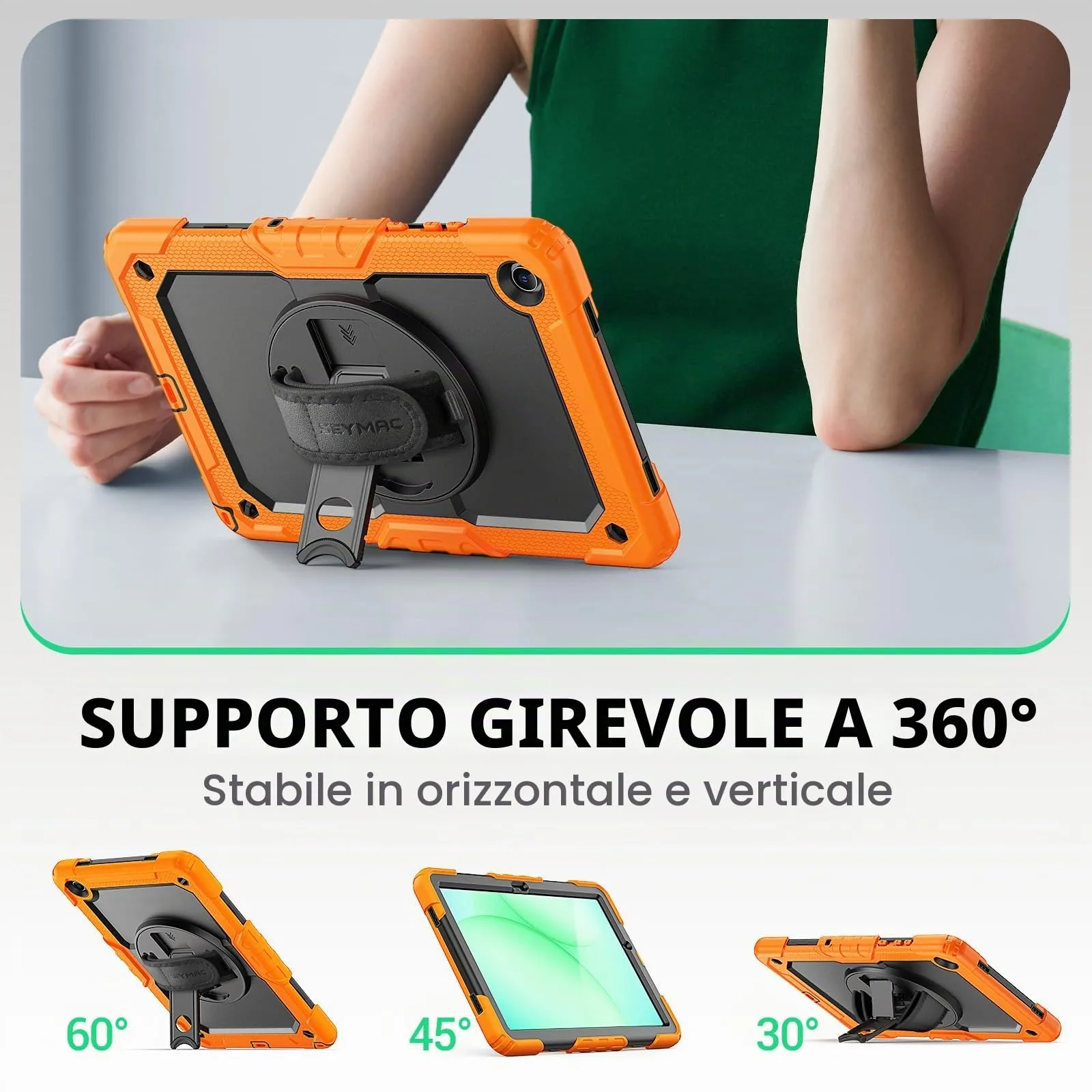 SEYMAC Cover per Samsung Galaxy Tab A11+ Plus - 11 Pollici 2025, Arancione - immagine 4