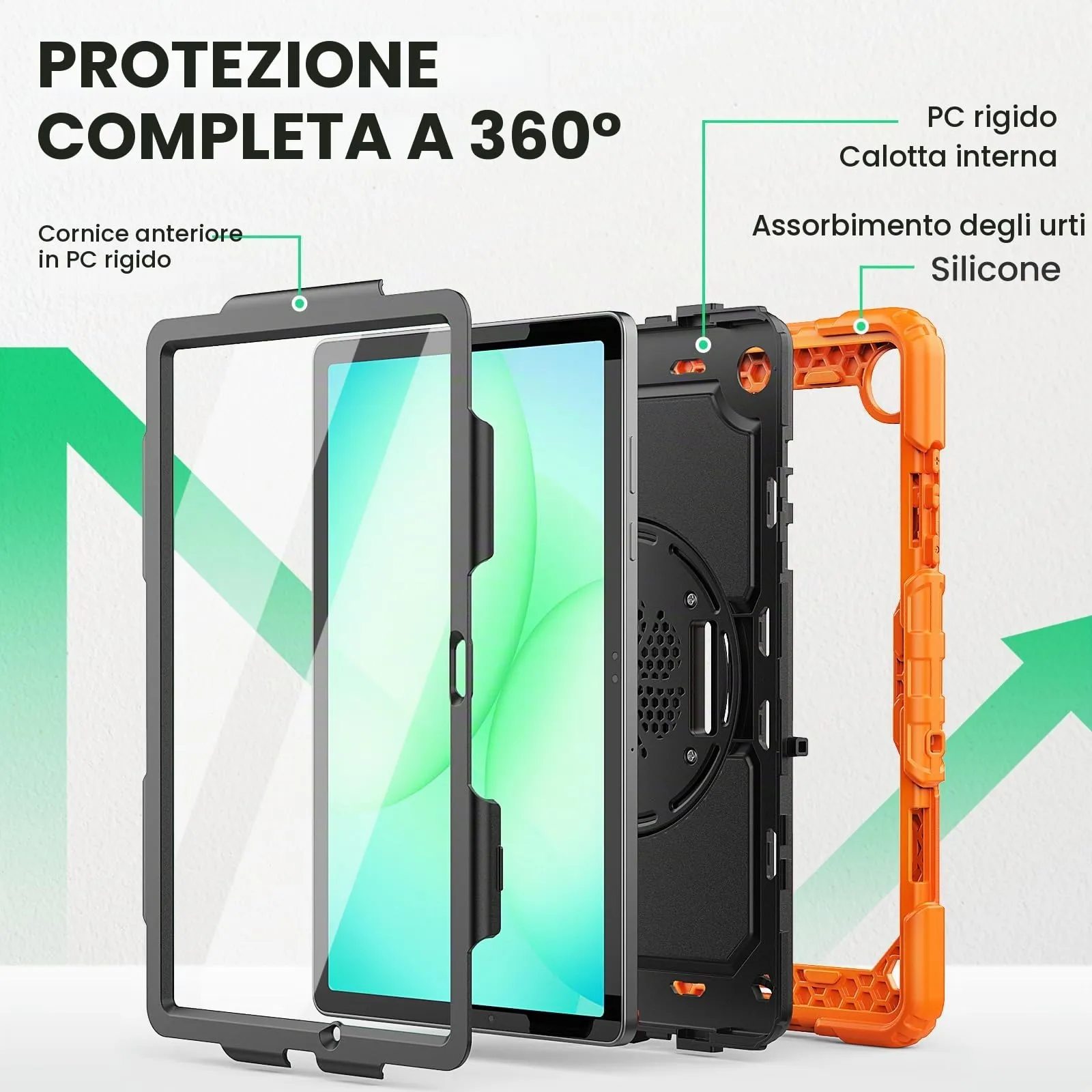 SEYMAC Cover per Samsung Galaxy Tab A11+ Plus - 11 Pollici 2025, Arancione - immagine 5