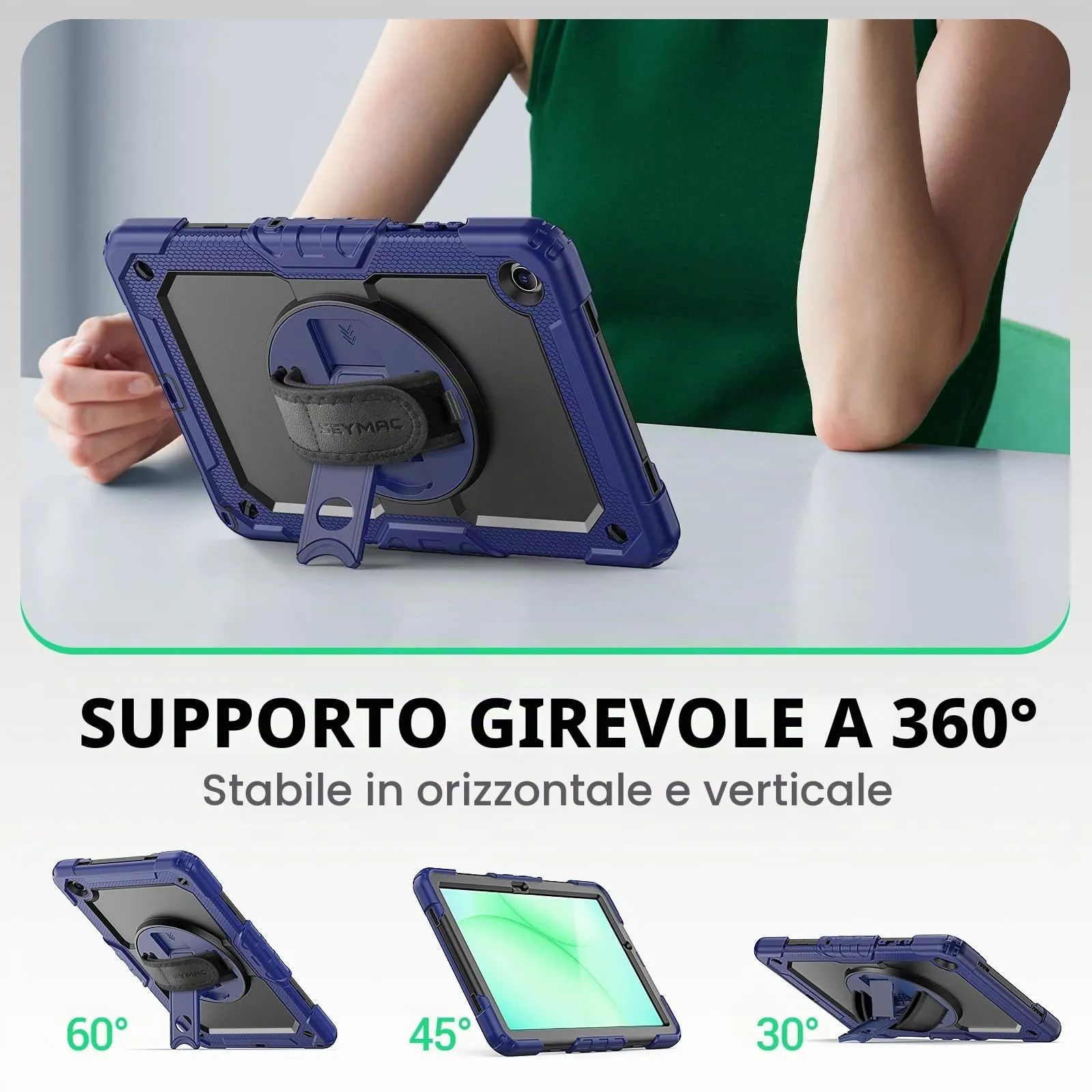 SEYMAC Cover per Samsung Galaxy Tab A11+ Plus - 11 Pollici 2025, Blu Navy - immagine 4