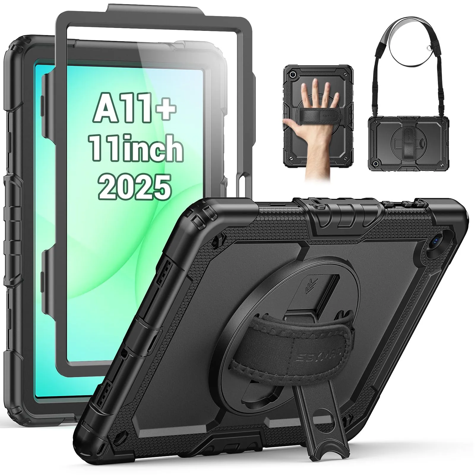 SEYMAC Cover per Samsung Galaxy Tab A11+/A11 Plus - 11 Pollici 2025, Nero - immagine 1
