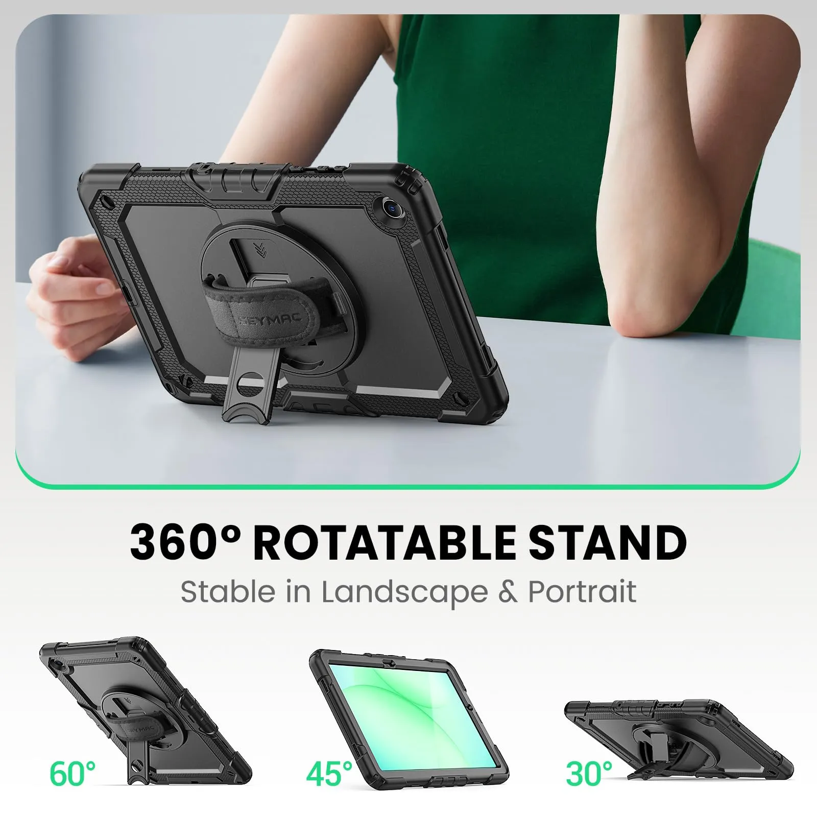 SEYMAC Cover per Samsung Galaxy Tab A11+/A11 Plus - 11 Pollici 2025, Nero - immagine 5