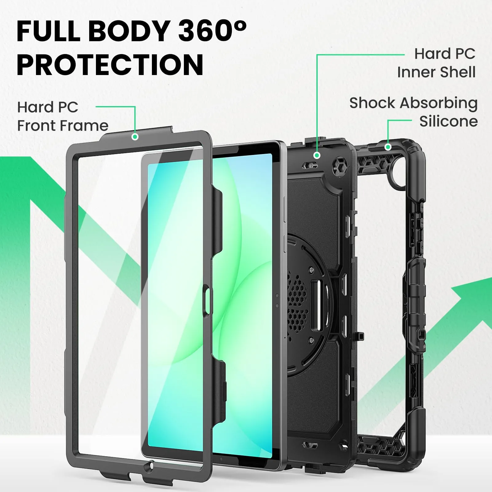 SEYMAC Cover per Samsung Galaxy Tab A11+/A11 Plus - 11 Pollici 2025, Nero - immagine 6