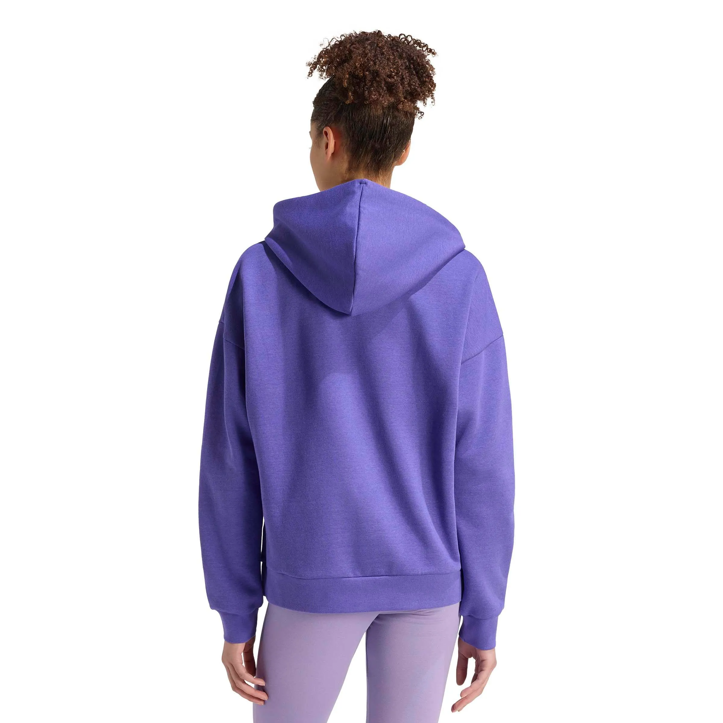 adidas Donna Essentials Linear Fleece Hoodie Sweatshirt, Pure Purple/White, L - immagine 2