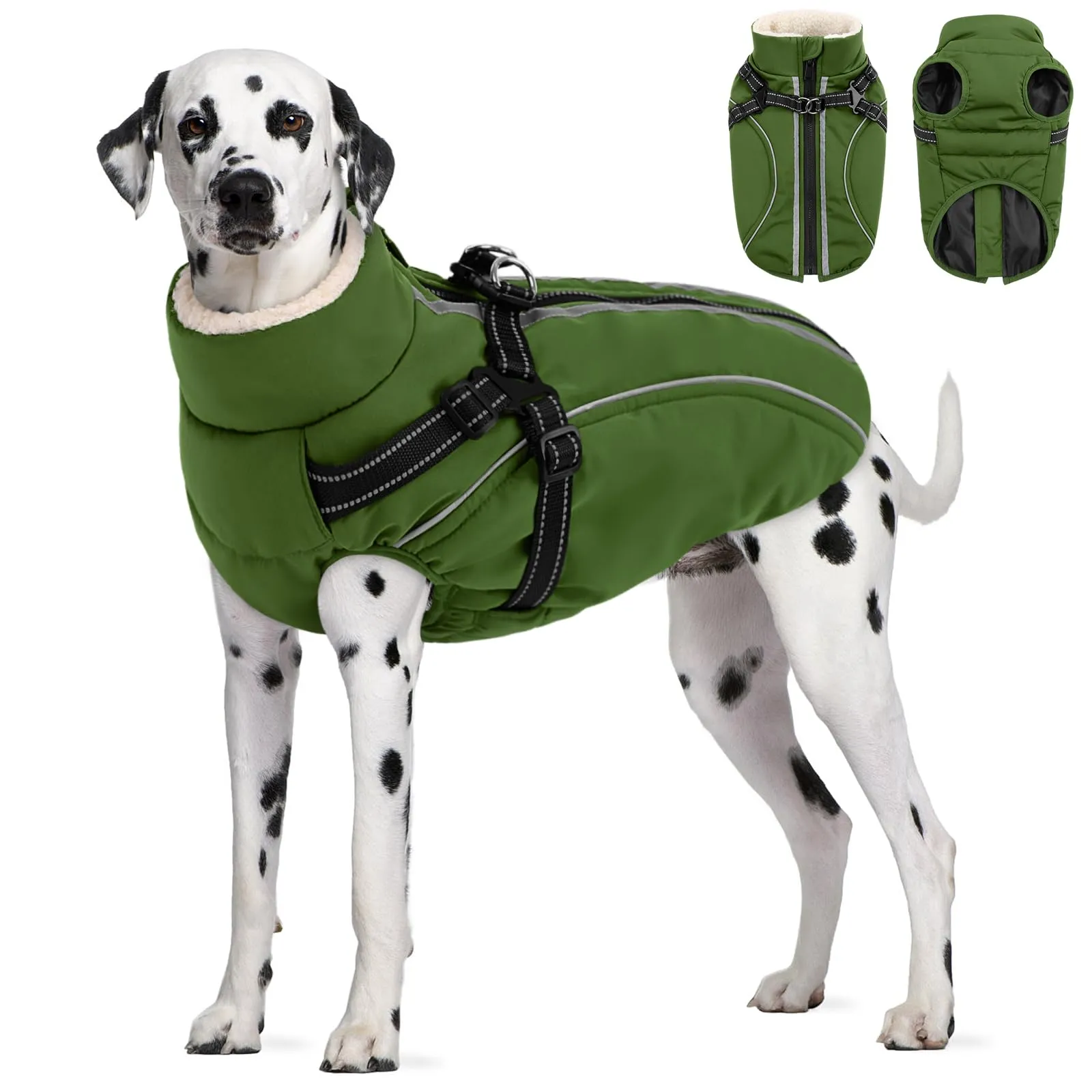 CITÉTOILE Cappotto Invernale per Cani Impermeabile Giacca Calda Verde XXL - immagine 1