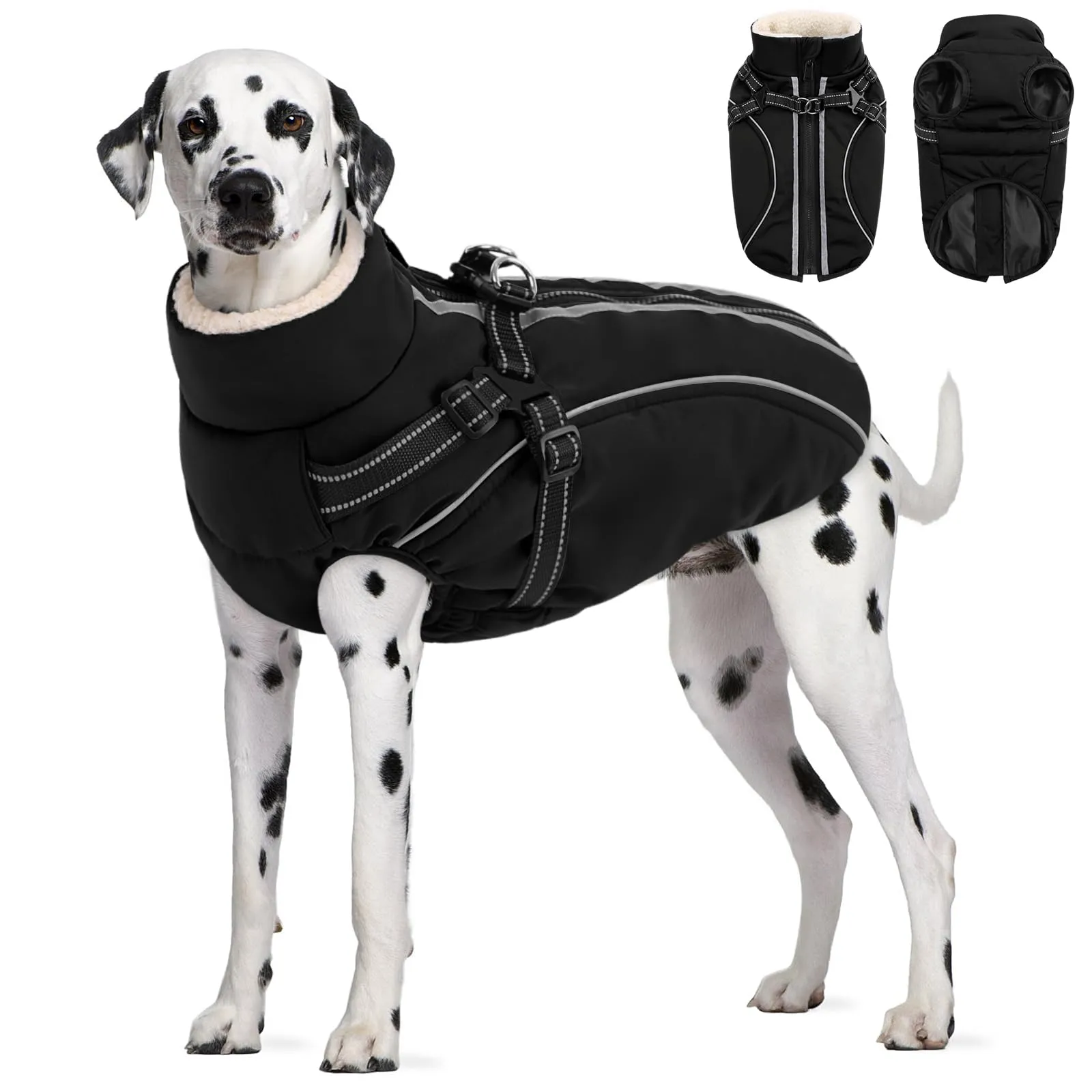 CITÉTOILE Cappotto Invernale per Cani Impermeabile Giacca Calda Nero XXL - immagine 1
