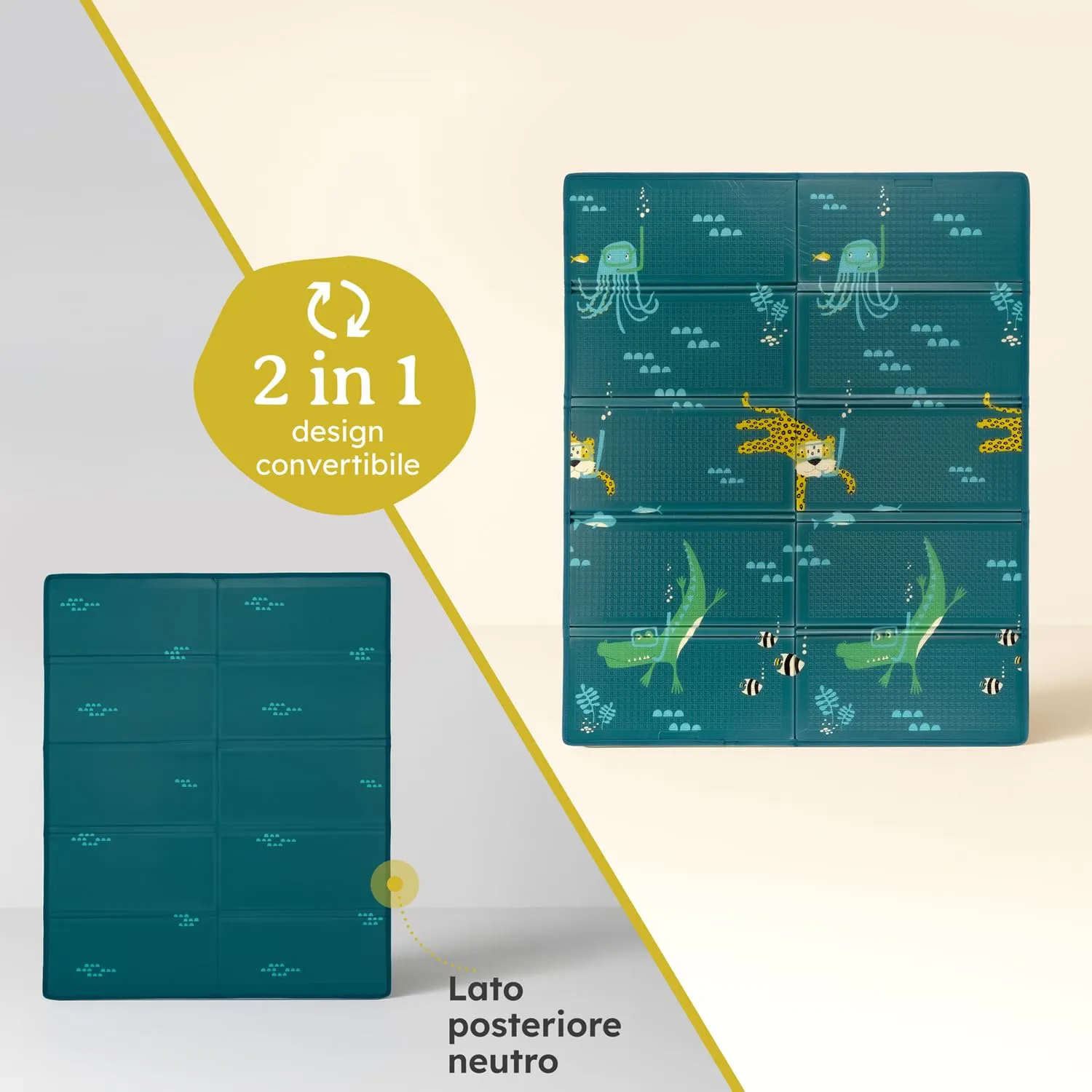 Laleni tappeto gioco bambini pieghevole 120x150x1cm - tappeto bambini impermeabile - tappeto gioco neonato isolante - morbido e protegge dal freddo del pavimento outdoor e indoor - design animali - immagine 7