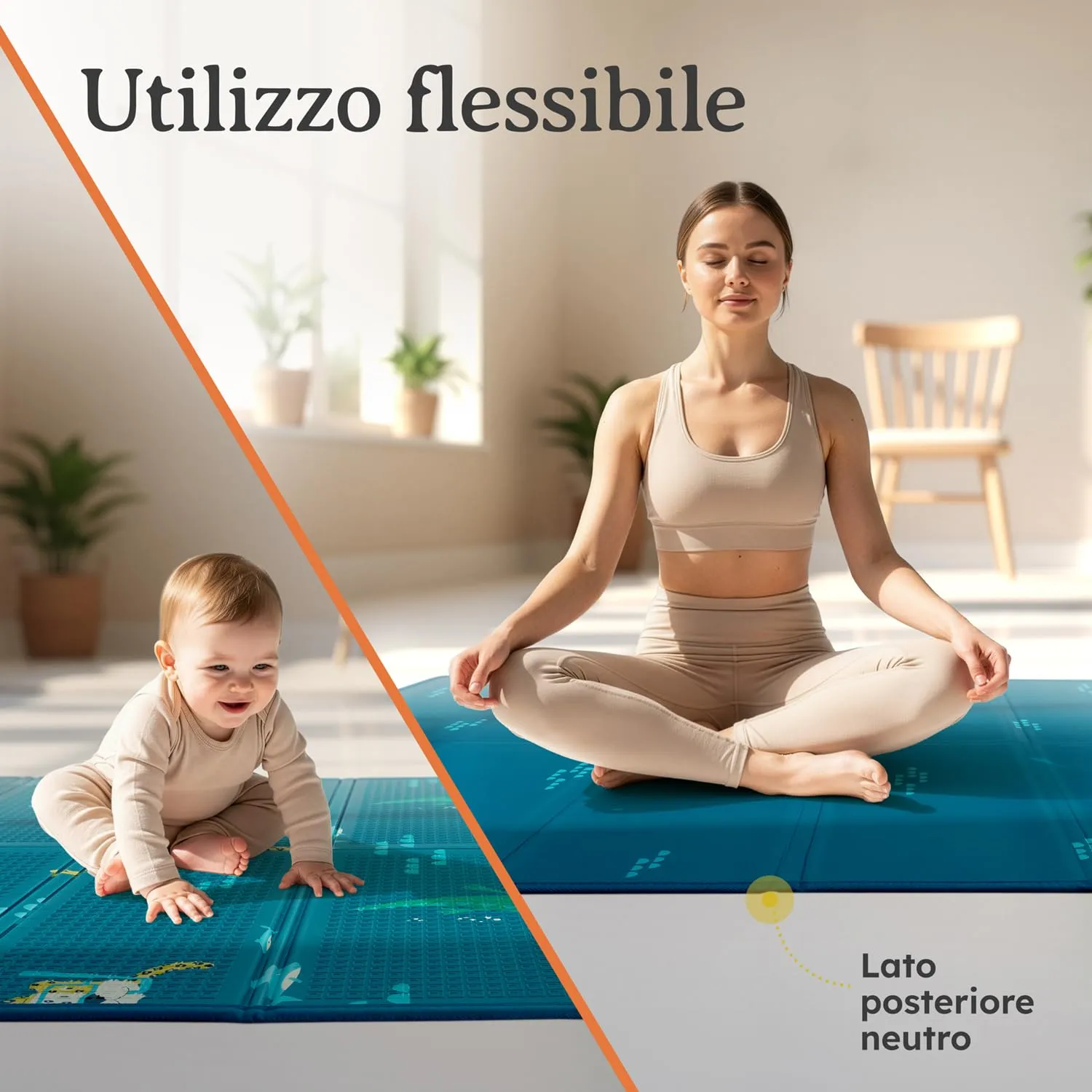 Laleni tappeto gioco bambini pieghevole 120x150x1cm - tappeto bambini impermeabile - tappeto gioco neonato isolante - morbido e protegge dal freddo del pavimento outdoor e indoor - design animali - immagine 8