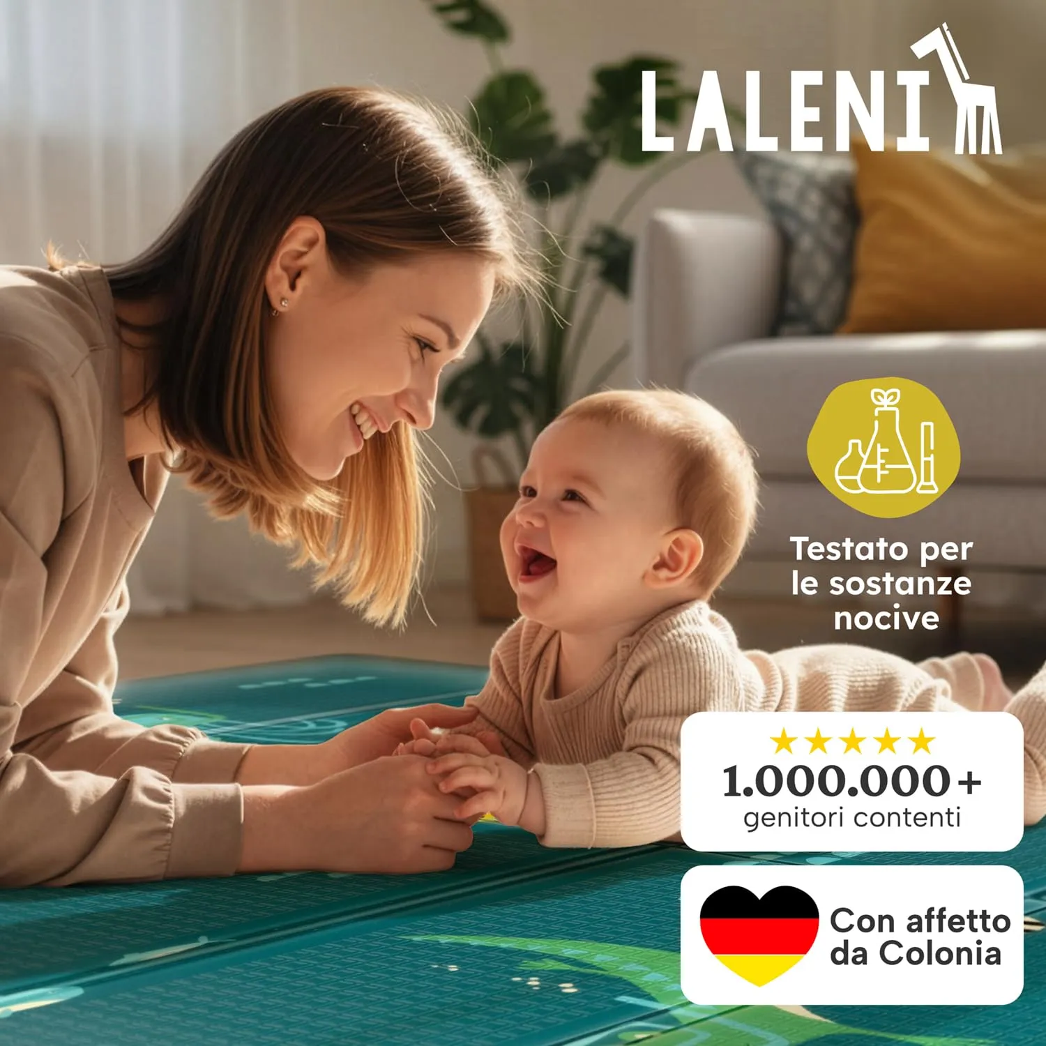 Laleni tappeto gioco bambini pieghevole 120x150x1cm - tappeto bambini impermeabile - tappeto gioco neonato isolante - morbido e protegge dal freddo del pavimento outdoor e indoor - design animali - immagine 9