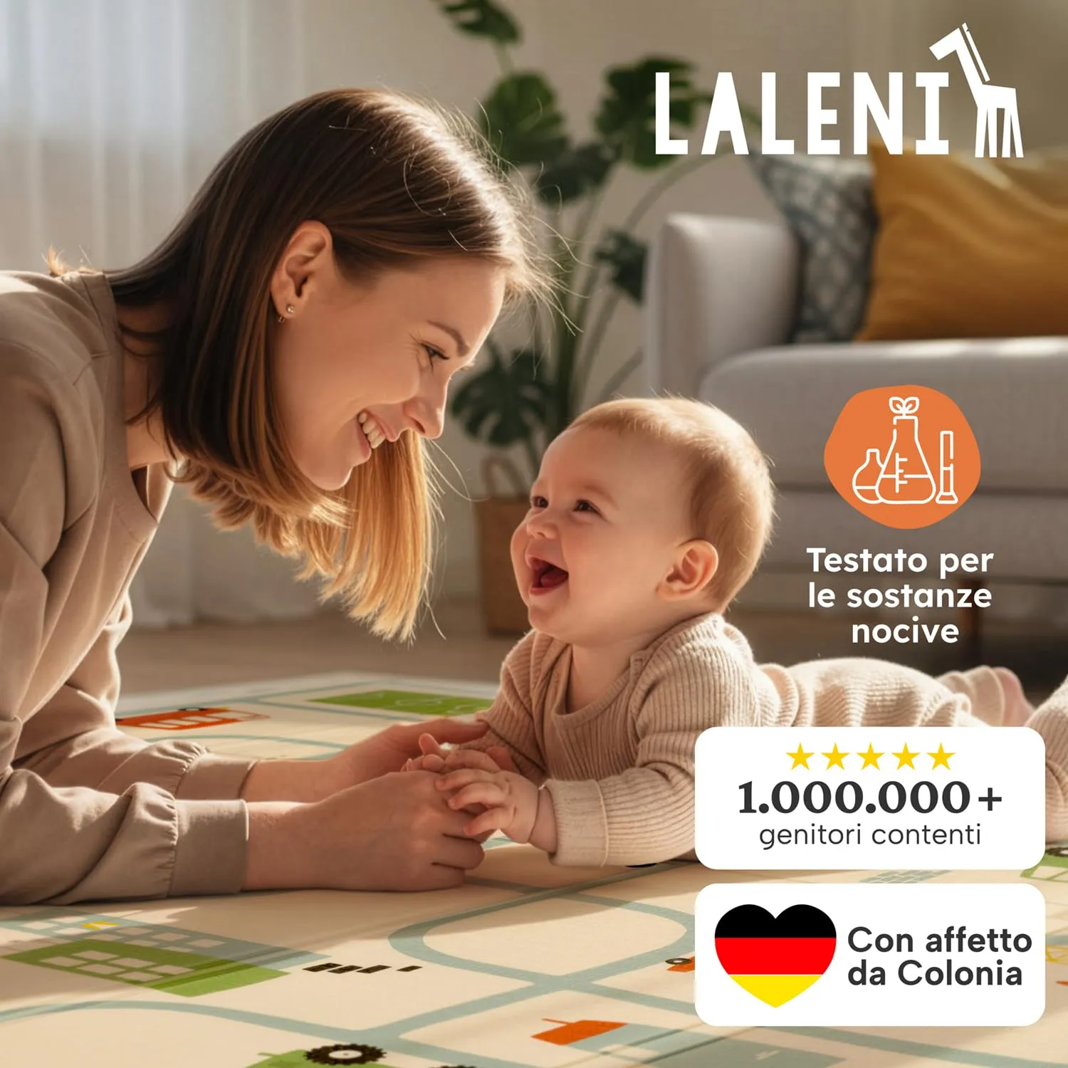 Laleni tappeto gioco bambini pieghevole 150x180x1cm - tappeto bambini impermeabile - tappeto gioco neonato isolante - morbido e protegge dal freddo del pavimento outdoor e indoor - design città - immagine 9