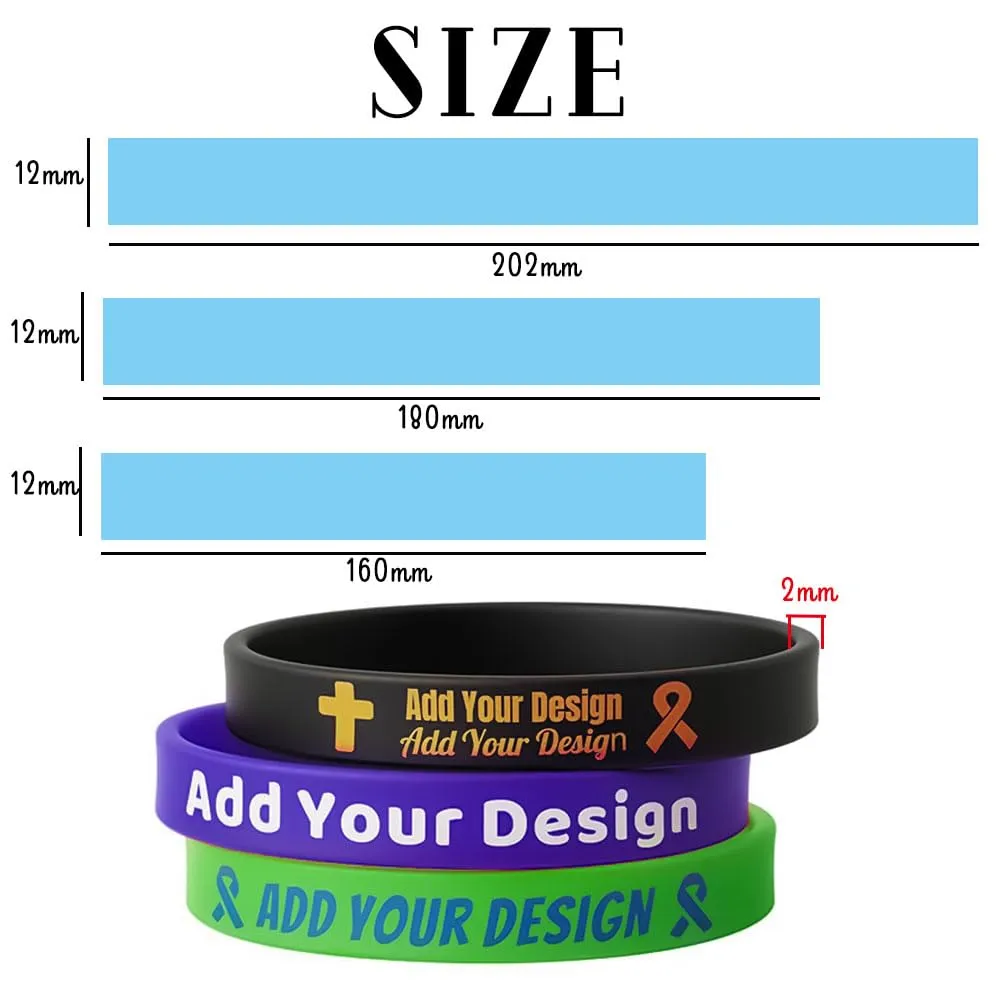 1-1000 braccialetti personalizzati in silicone, braccialetti in gomma personalizzati con testo e logo, per eventi, regali, raccolte fondi, lauree e feste - immagine 2
