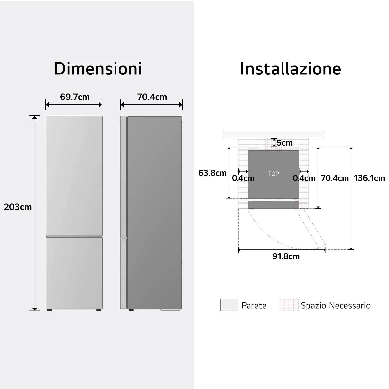 LG GBBW322DPY Frigorifero Combinato Fit&Max Larghezza 70 cm, 465L, Classe D - immagine 4