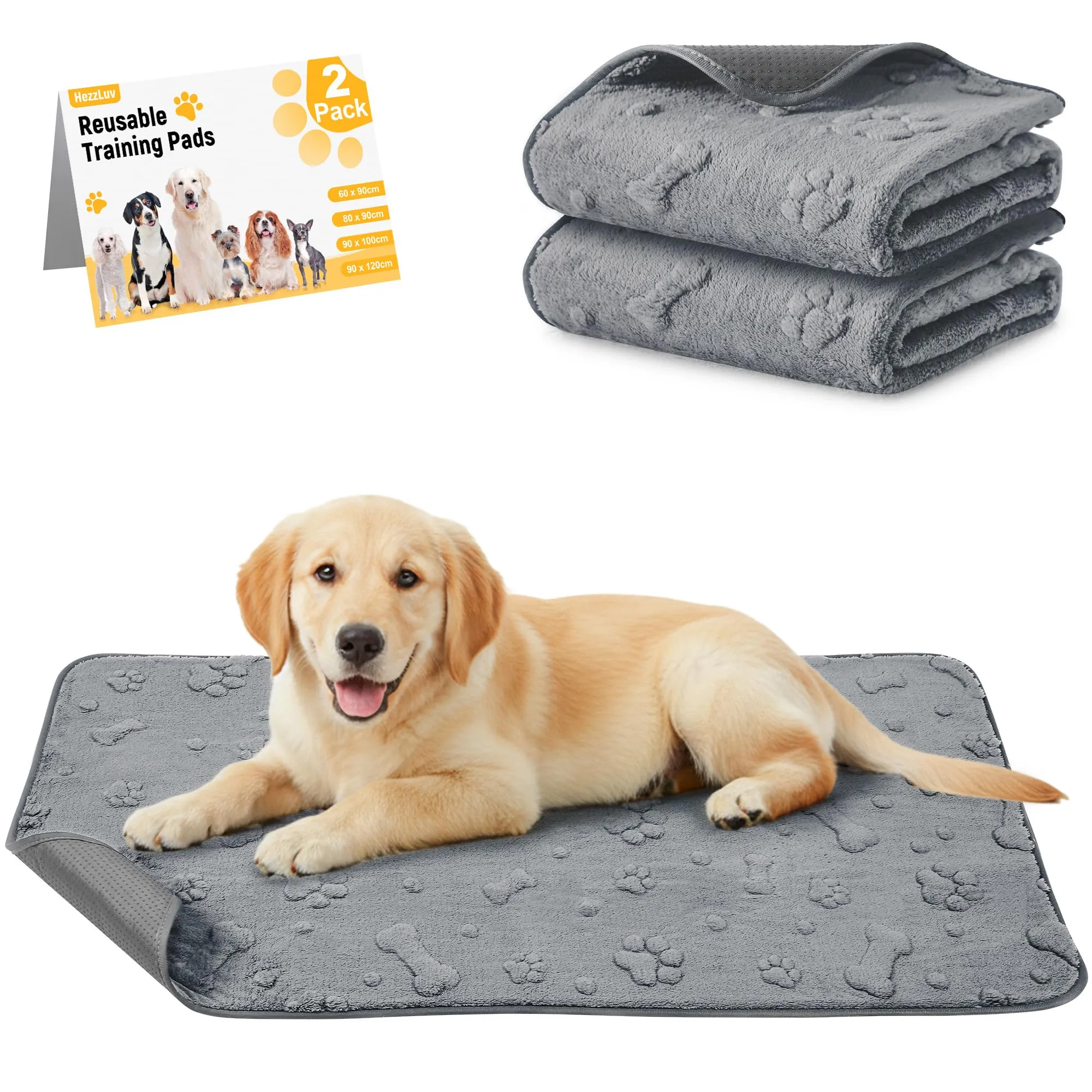 Set di 2 Tappetini Lavabili per Cuccioli, Riutilizzabili, 60 x 90 cm - immagine 1