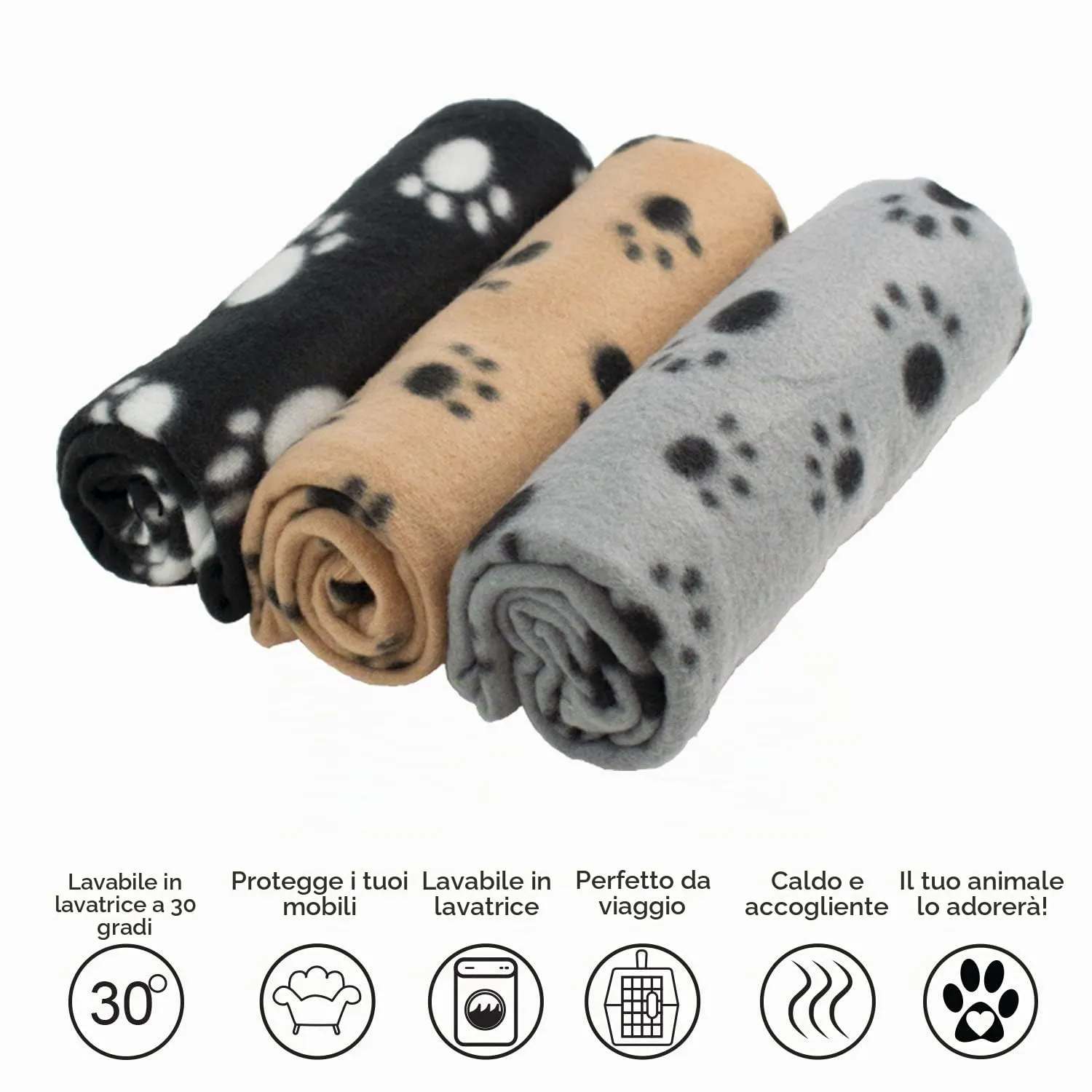 Digiflex 3 x Grandi Coperte in Morbido Pile - per Cani, Gatti, Conigli E Altri Animali Domestici - Una Buona Aggiunta al Letto del Tuo Animale 70 X 100 cm - immagine 3