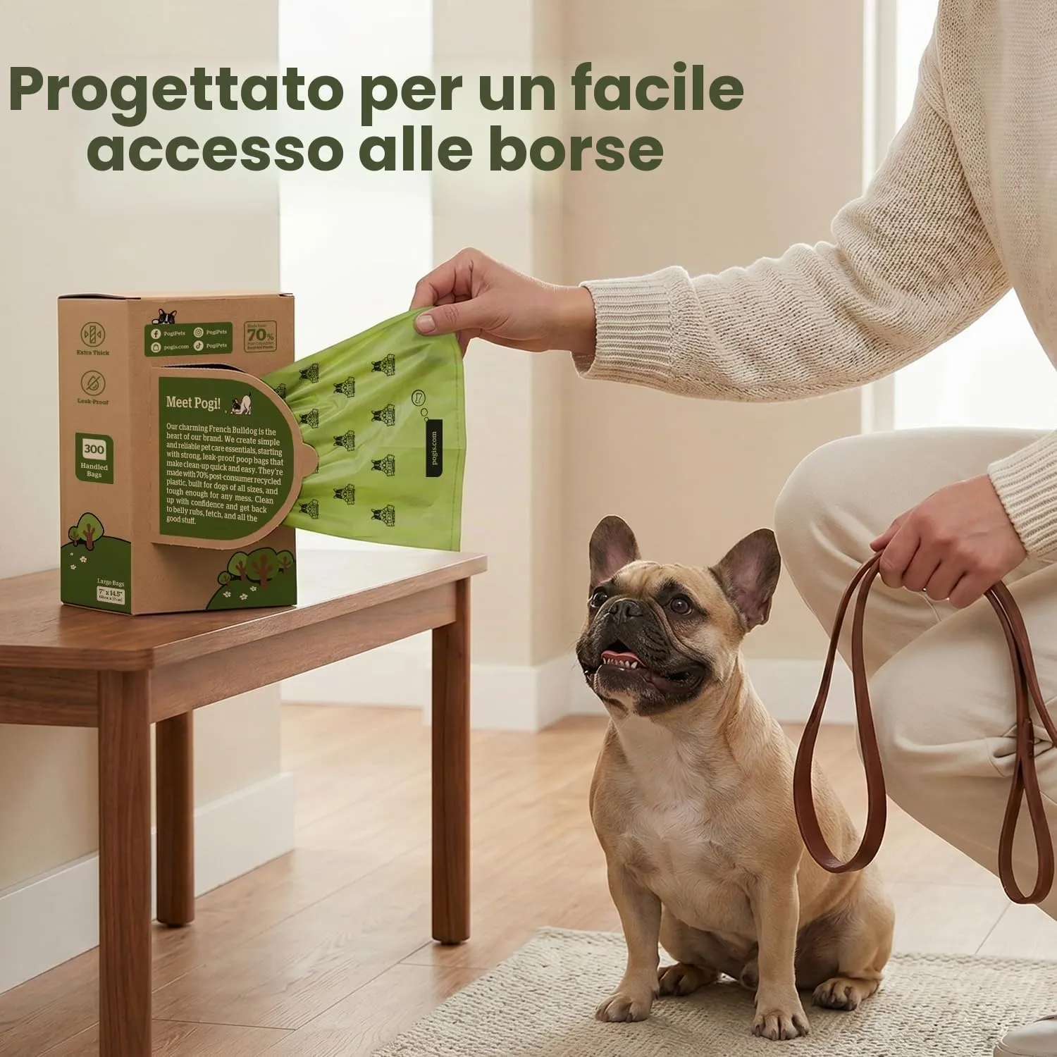 Pogi sacchetti per cani con manici, profumati, 300 pezzi - immagine 7