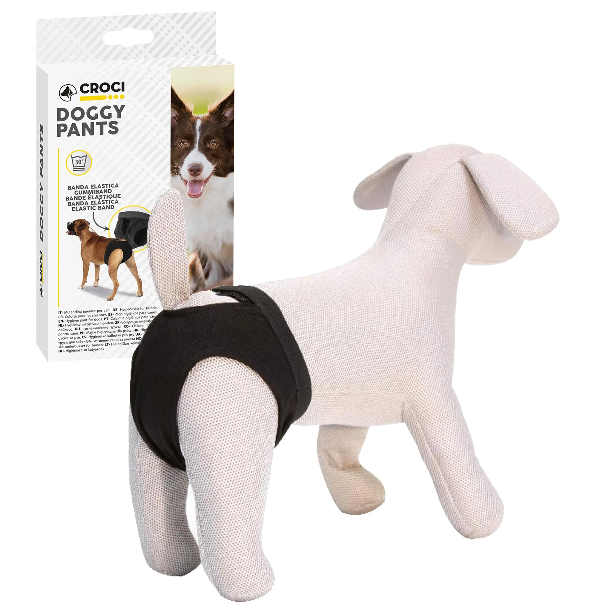 Croci - Croci C 7 If Mutandina Igienica Doggy, Pannolino per cani, Nero, S (40 cm) - immagine 1