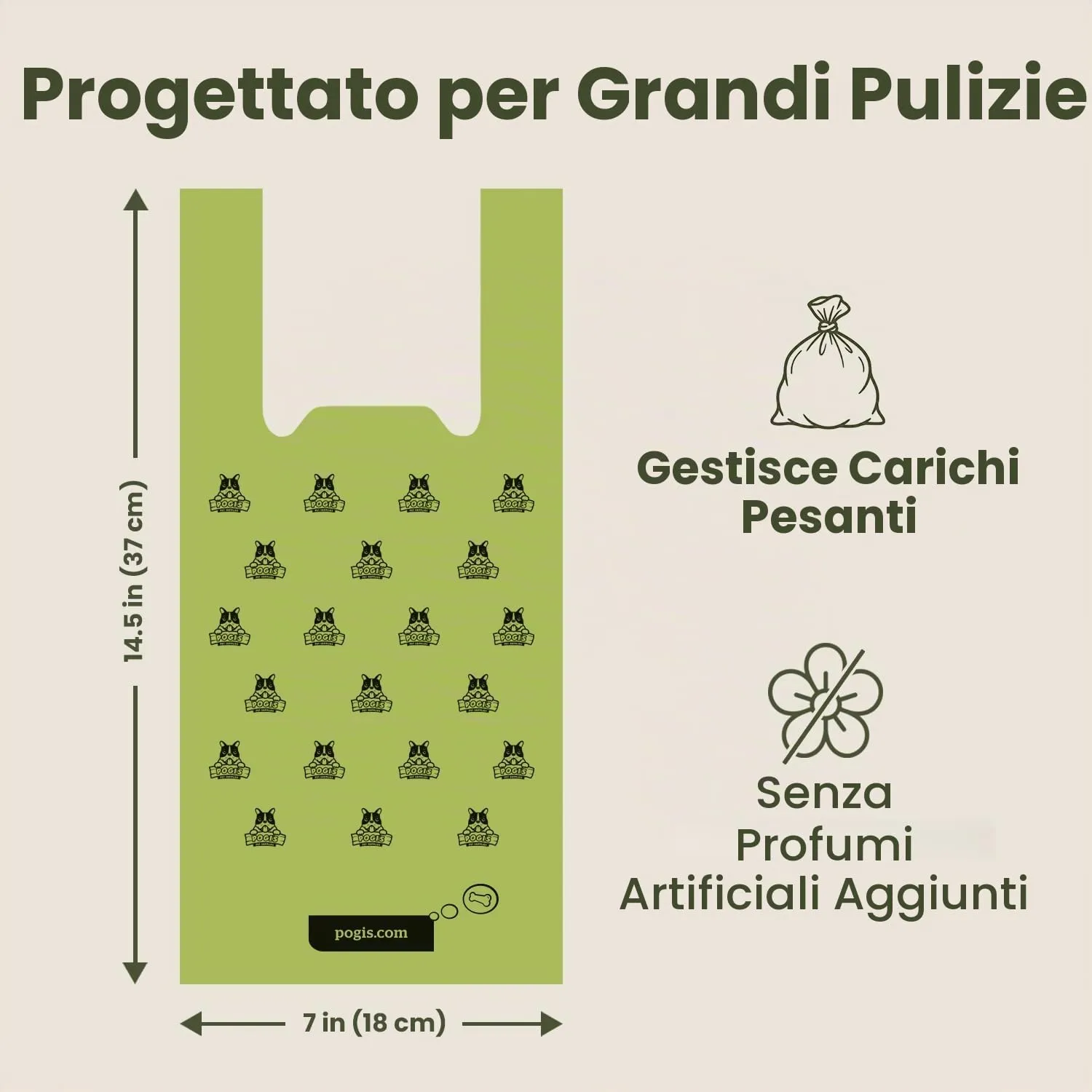 Pogi sacchetti igienici con manici per cani, senza profumo e ultra resistenti, 300 pezzi - immagine 4