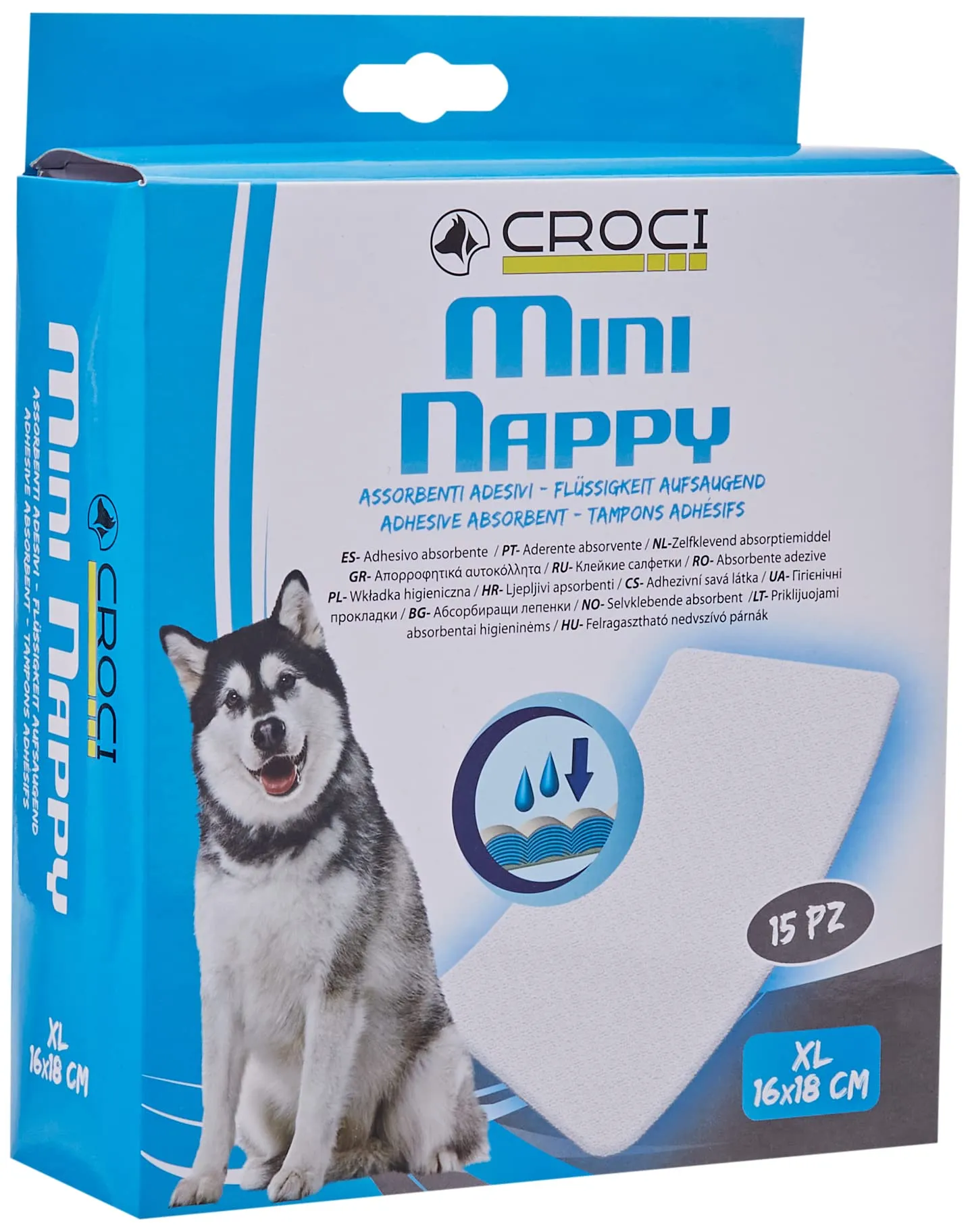 Croci Mini Nappy - Assorbenti Adesivi per Mutandine Igieniche per Cani Taglia XL/16x18 CM, 15 PZ - immagine 1