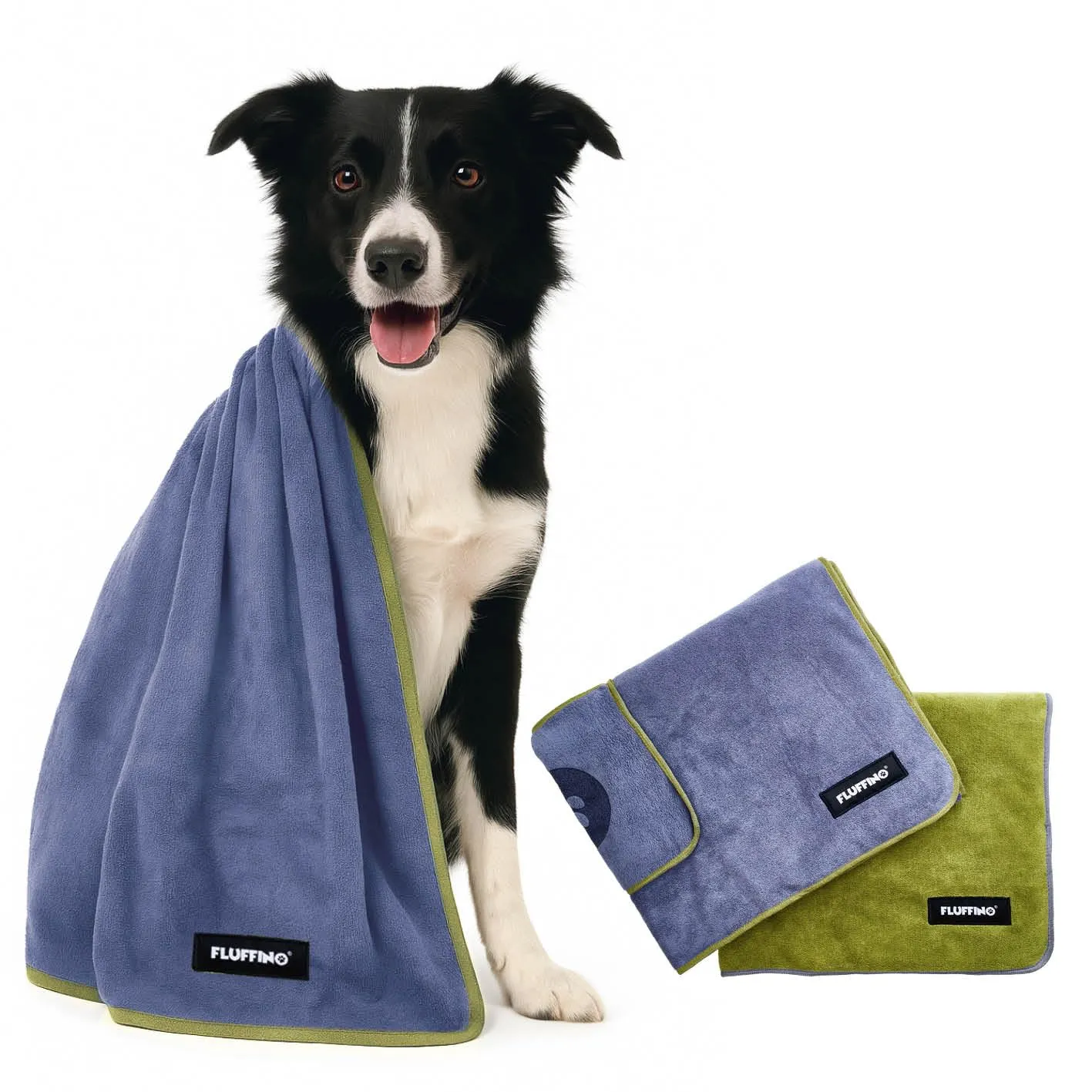 FLUFFINO® Set di 2 Asciugamani per Cani 120 x 70 cm per Cani di Taglia Media e Grande, Estremamente assorbenti e Morbidi | Lavabili a 60°C, Asciugamano in Microfibra ad Asciugatura Rapida - immagine 1
