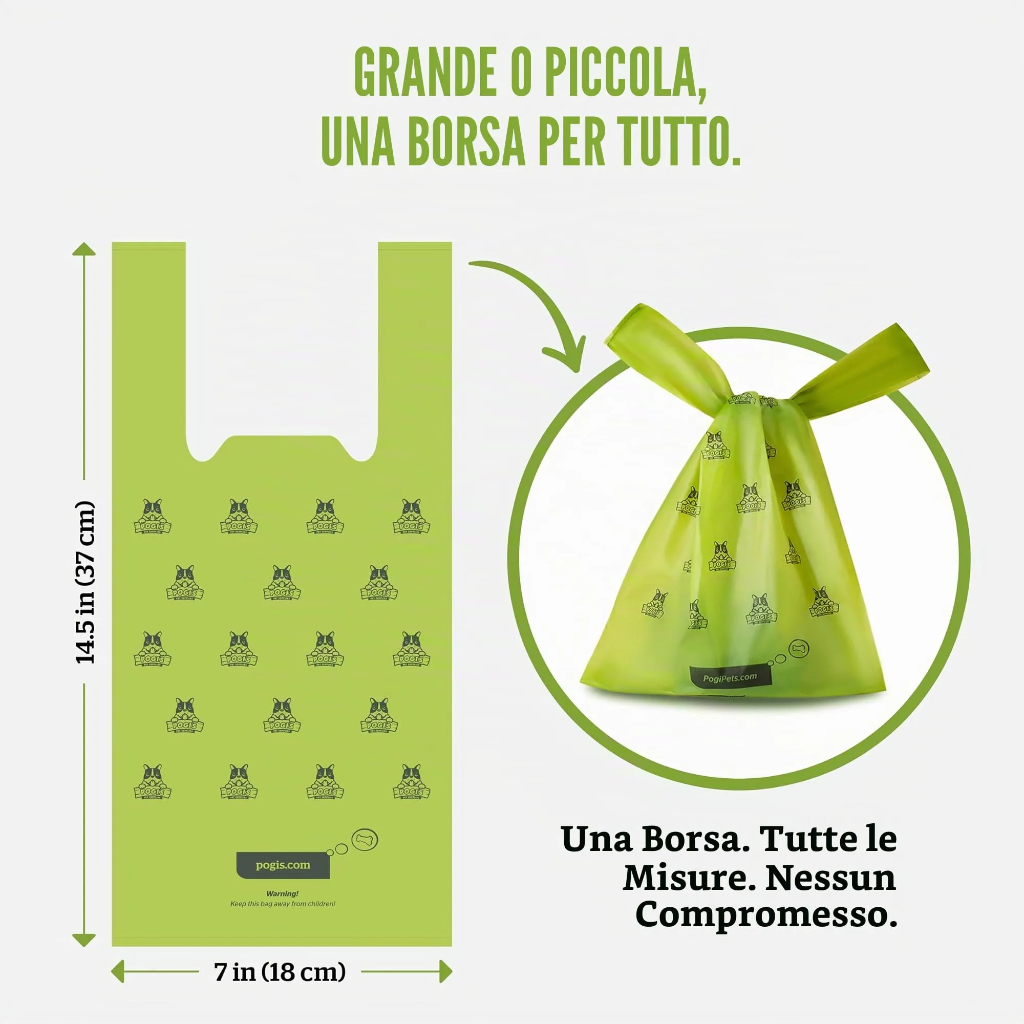 Pogi sacchetti per cani con manici, senza profumo, 900 pezzi - immagine 4