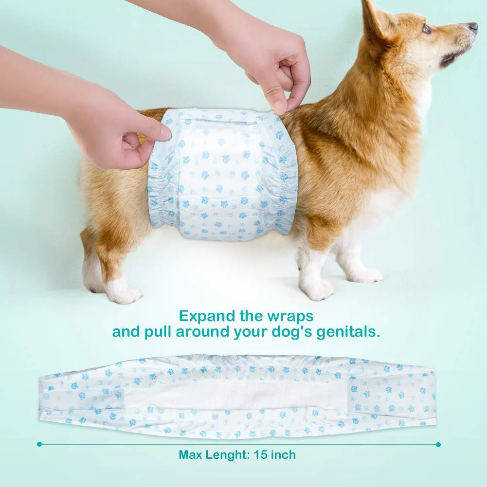 Flying Paws Pannolini usa e getta per cani Involucri maschili - Pannolini morbidi super assorbenti per cani maschi per problemi di marcatura di cani maschi, incontinenza urinaria - immagine 3
